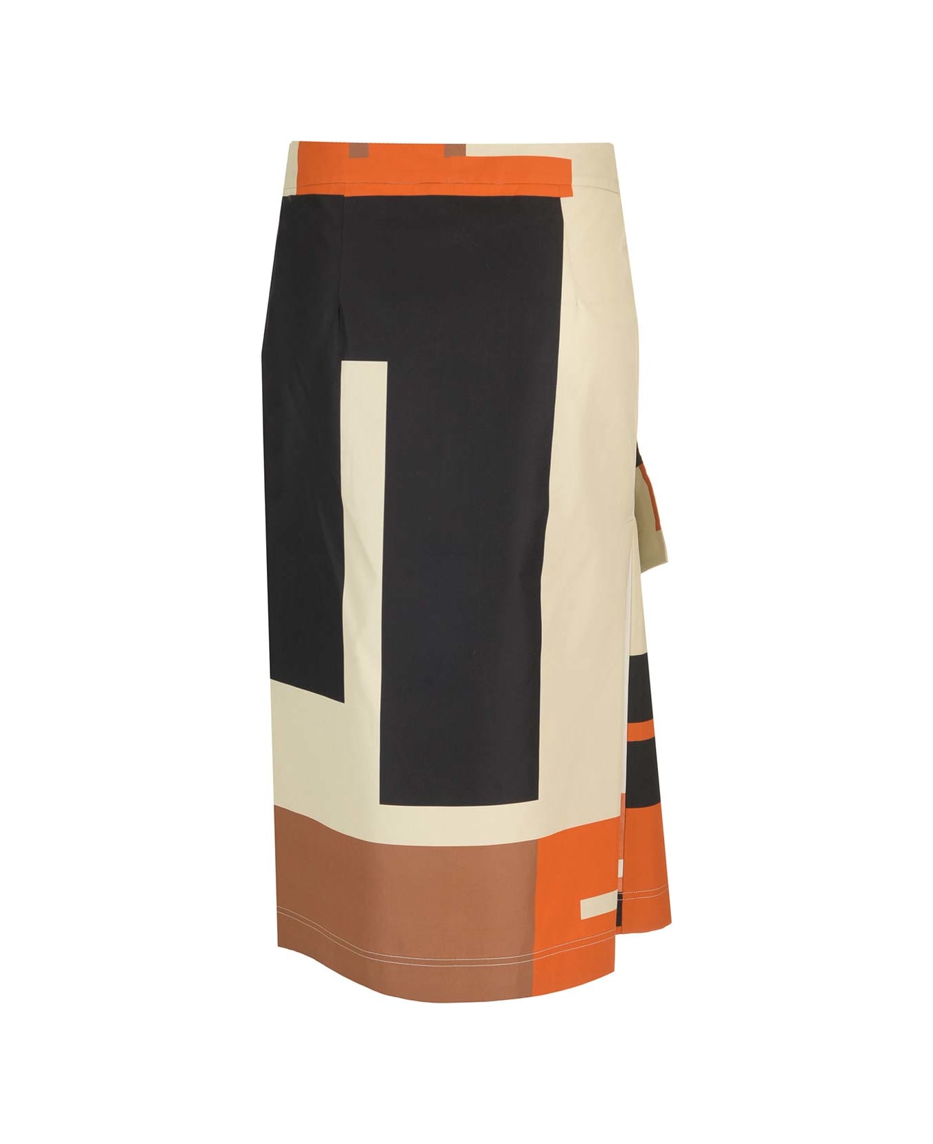 Fendi Multicolor Printed Poplin Skirt - Nzq Orange/ash