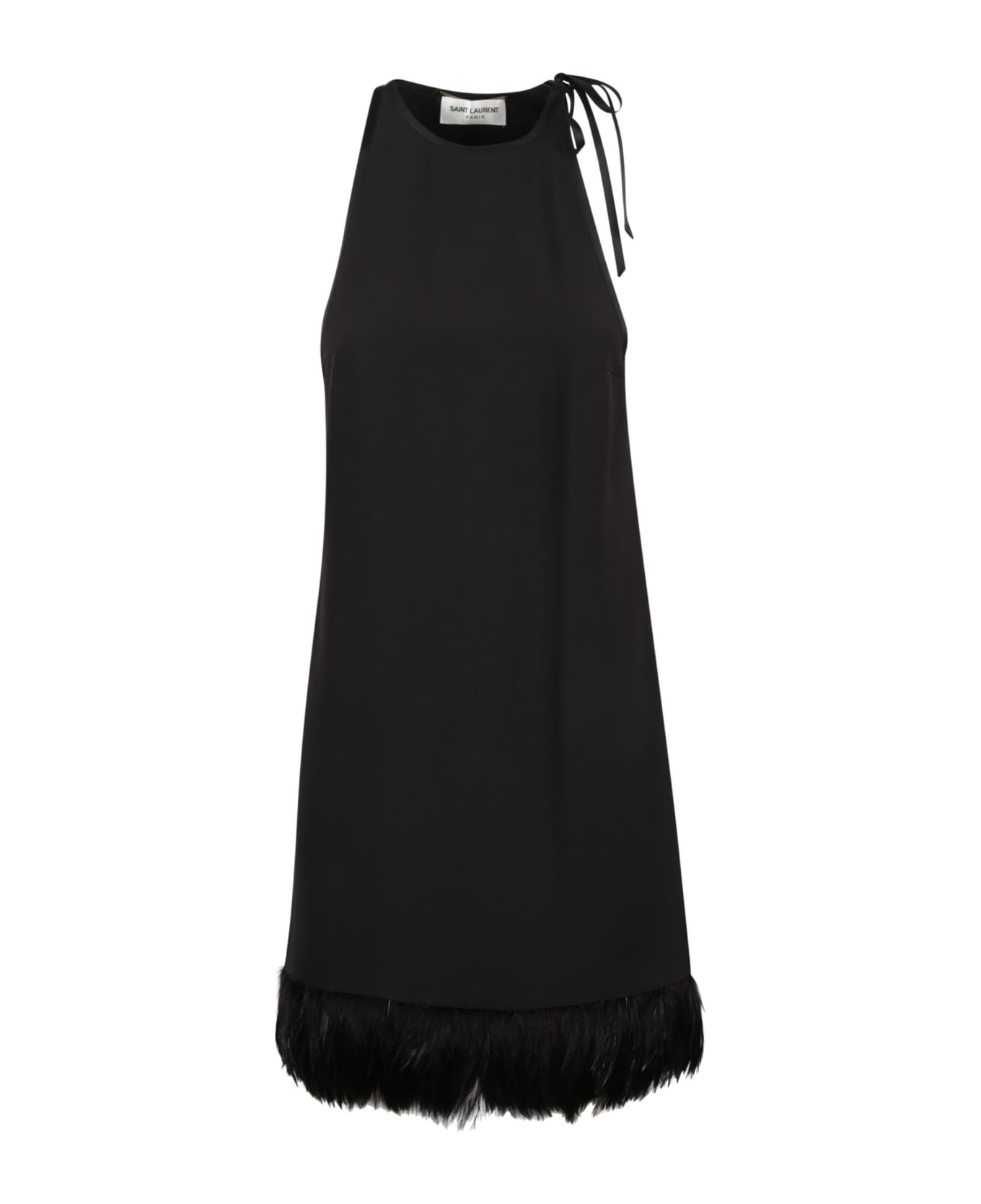 Saint Laurent Fringed Hem Dress - BLACK