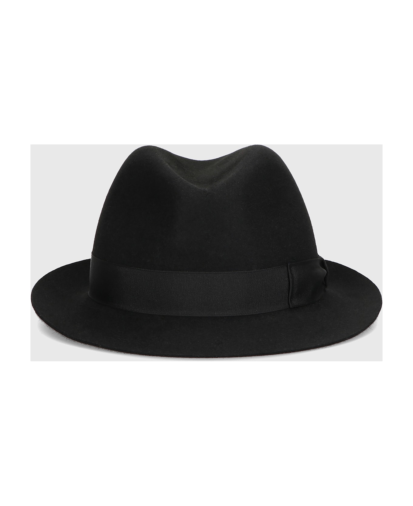 Borsalino Trilby Brushed Felt Small Brim - BLACK, TONE ON TONE HATBAND