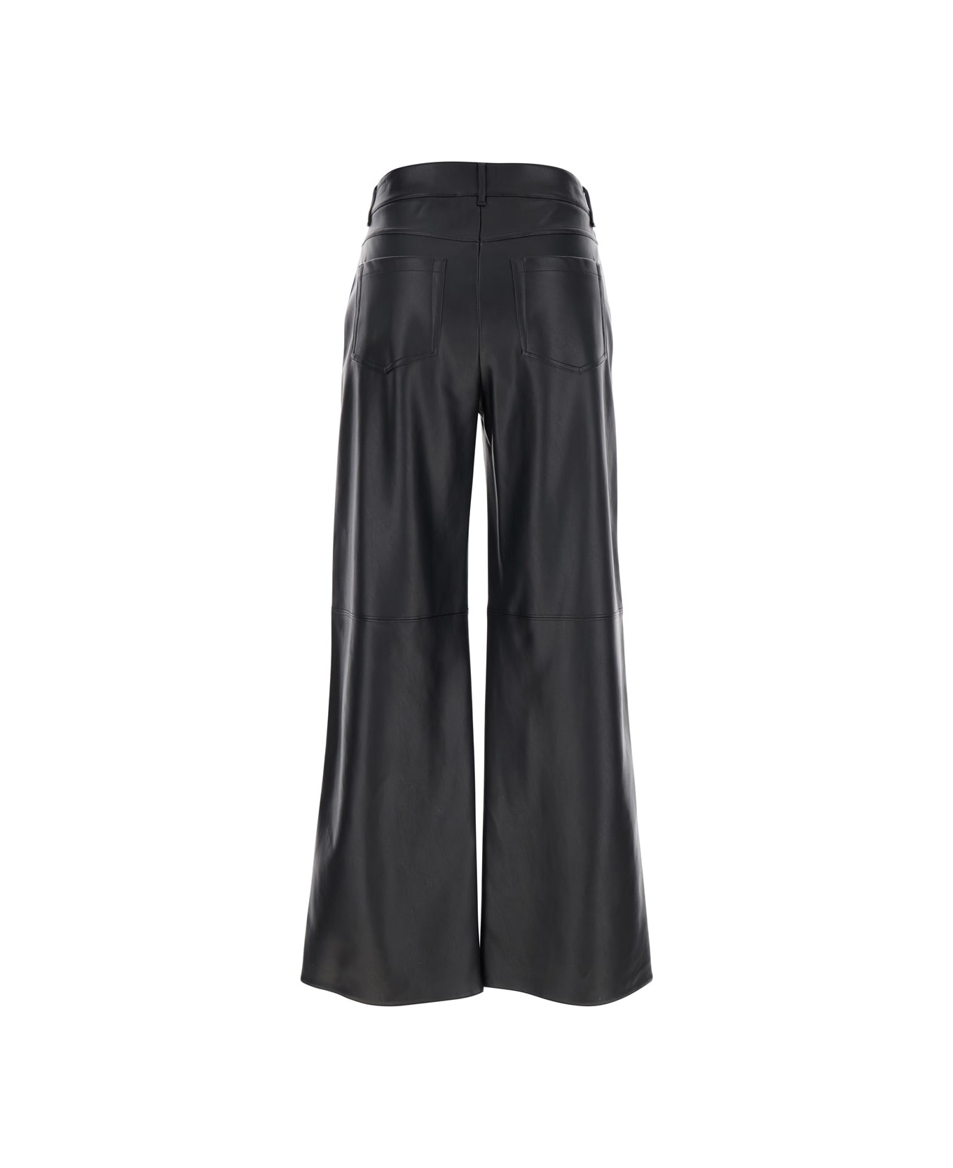
S Max Mara 
storia
 Black Pants With Belt Loops And Wide Leg In Ecoleather Woman - Black