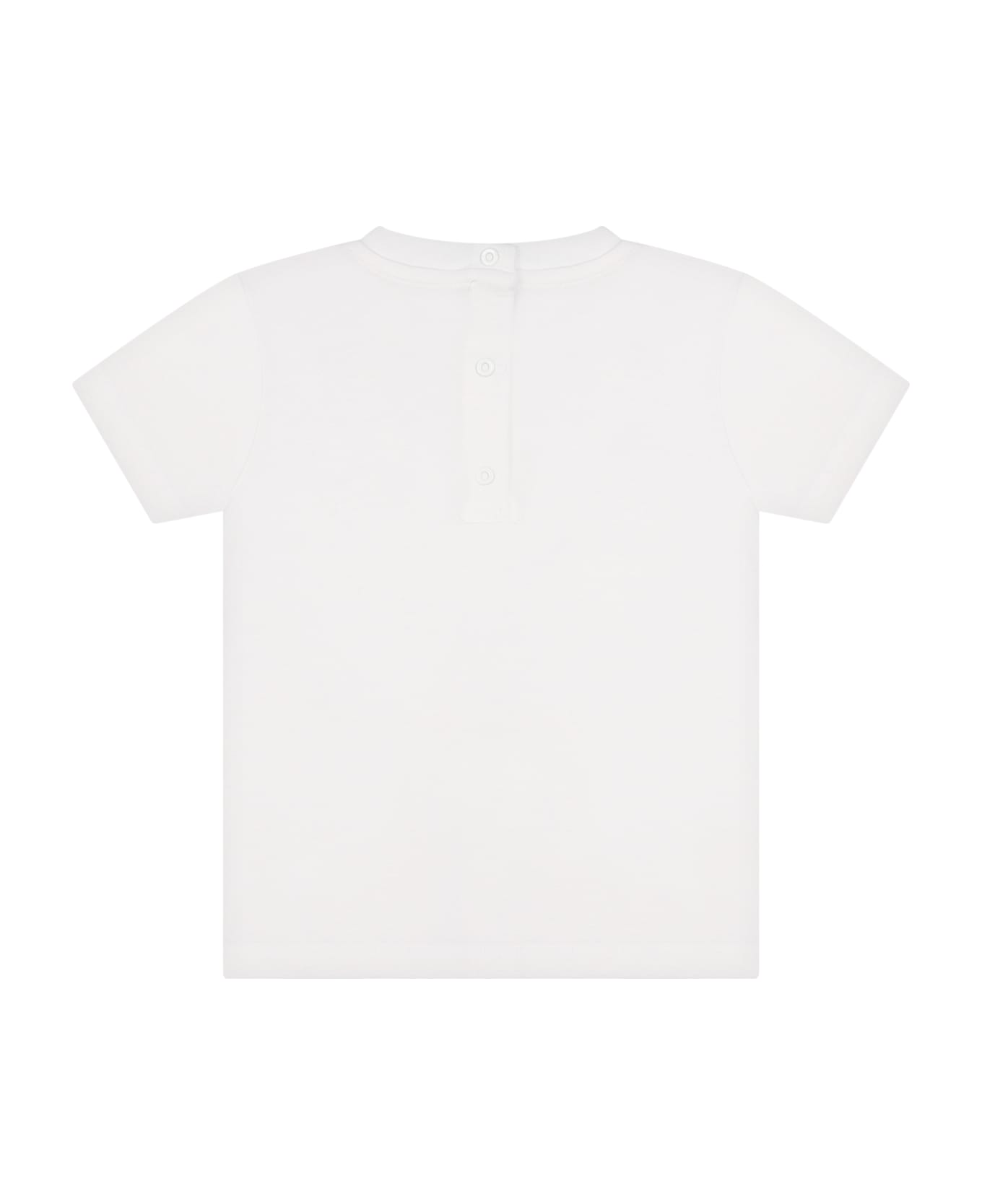 Balmain White T-shirt With Iconic Black Logo For Babies - White