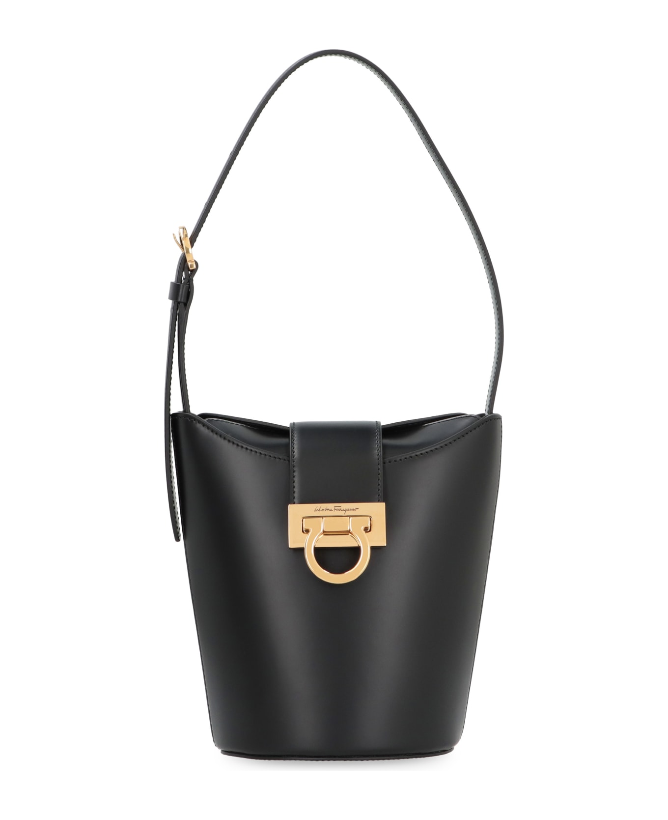Ferragamo Trifolio Leather Shoulder Bag - black