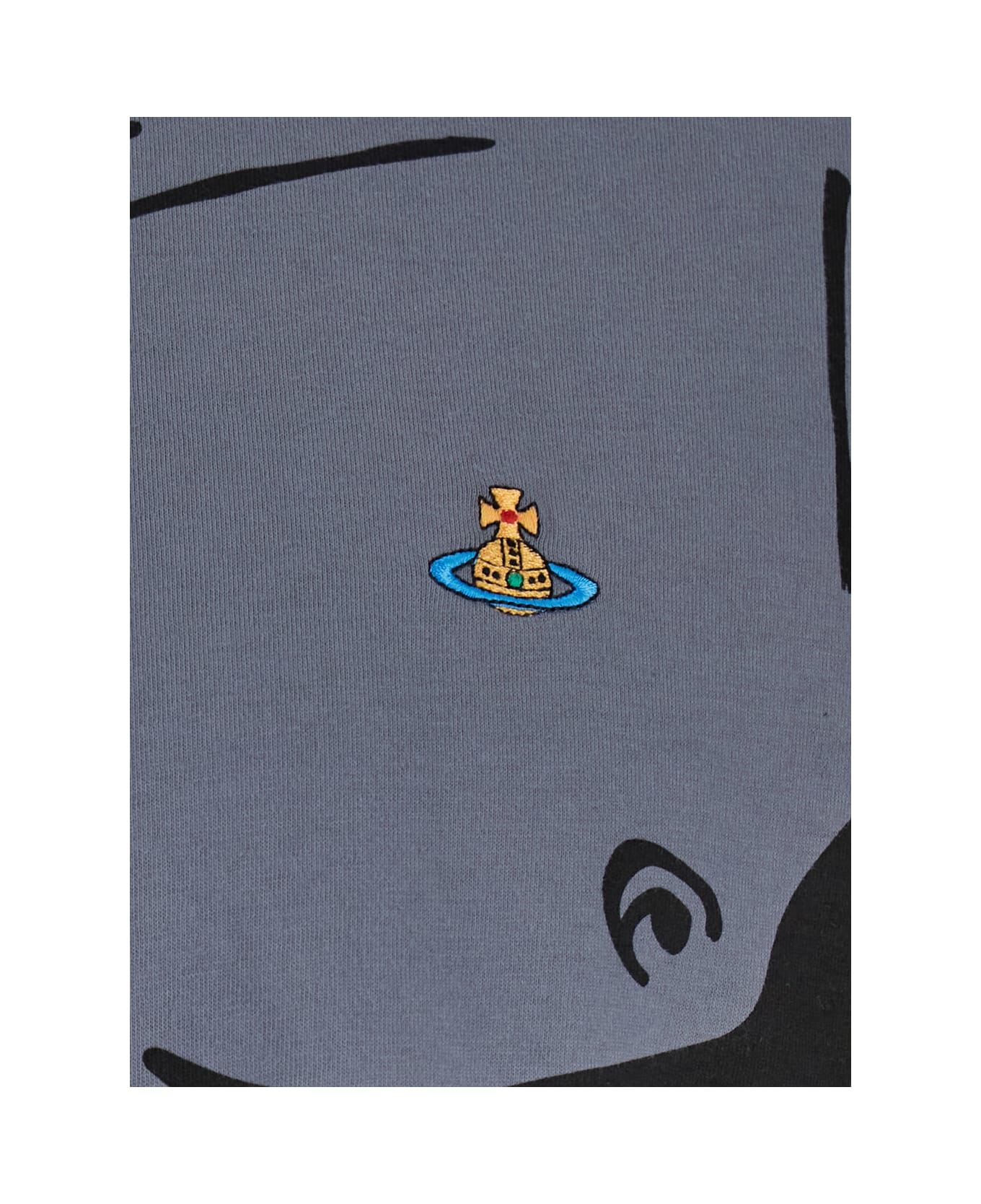 Vivienne Westwood 
men
s Bust
 Black And Grey T-shirt With Logo Embroidery In Cotton Man - Grey