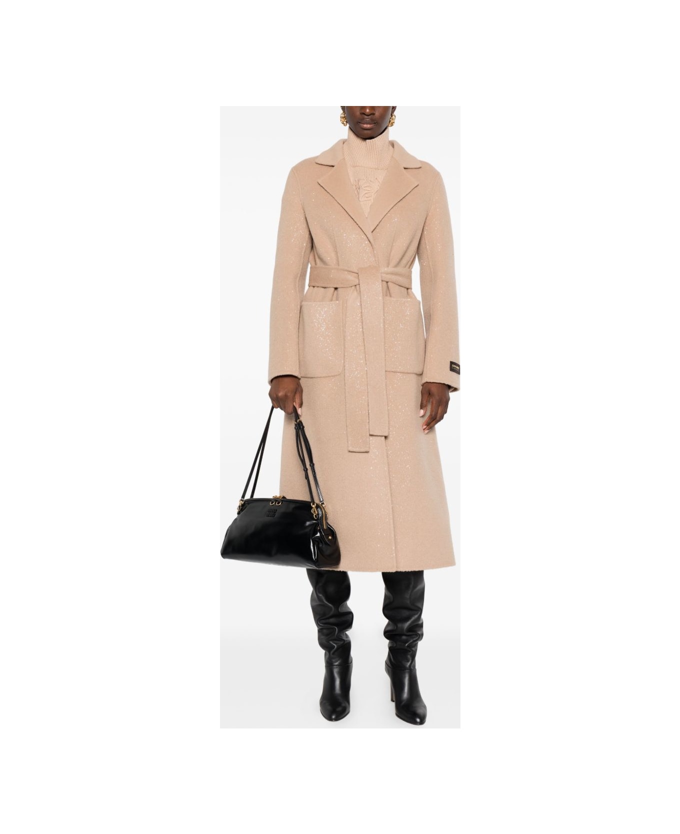 Ermanno Firenze Belted Long Coat - Dove Grey