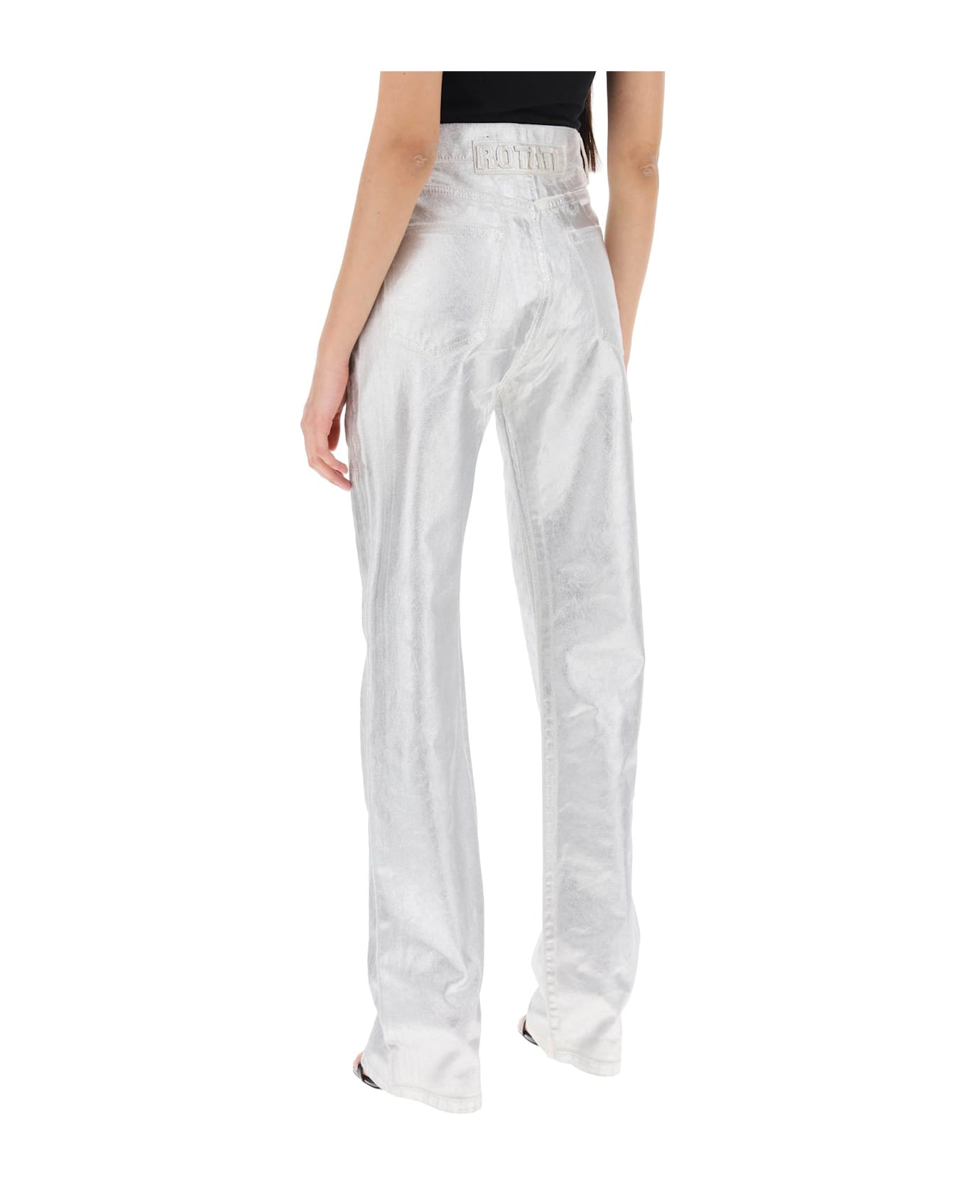 Rotate by Birger Christensen Denim Coated Pants With Seven - WHITE ALYSSUM (Silver)