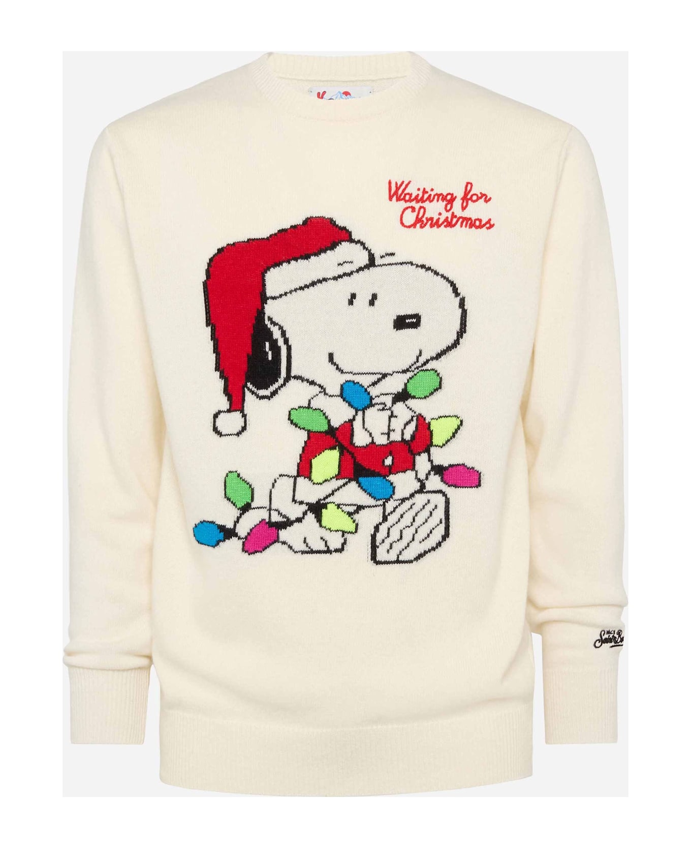 MC2 Saint Barth Sweater Heron With Snoopy Jacquard And Embroidery | Snoopy Peanuts® Special Edition - WHITE