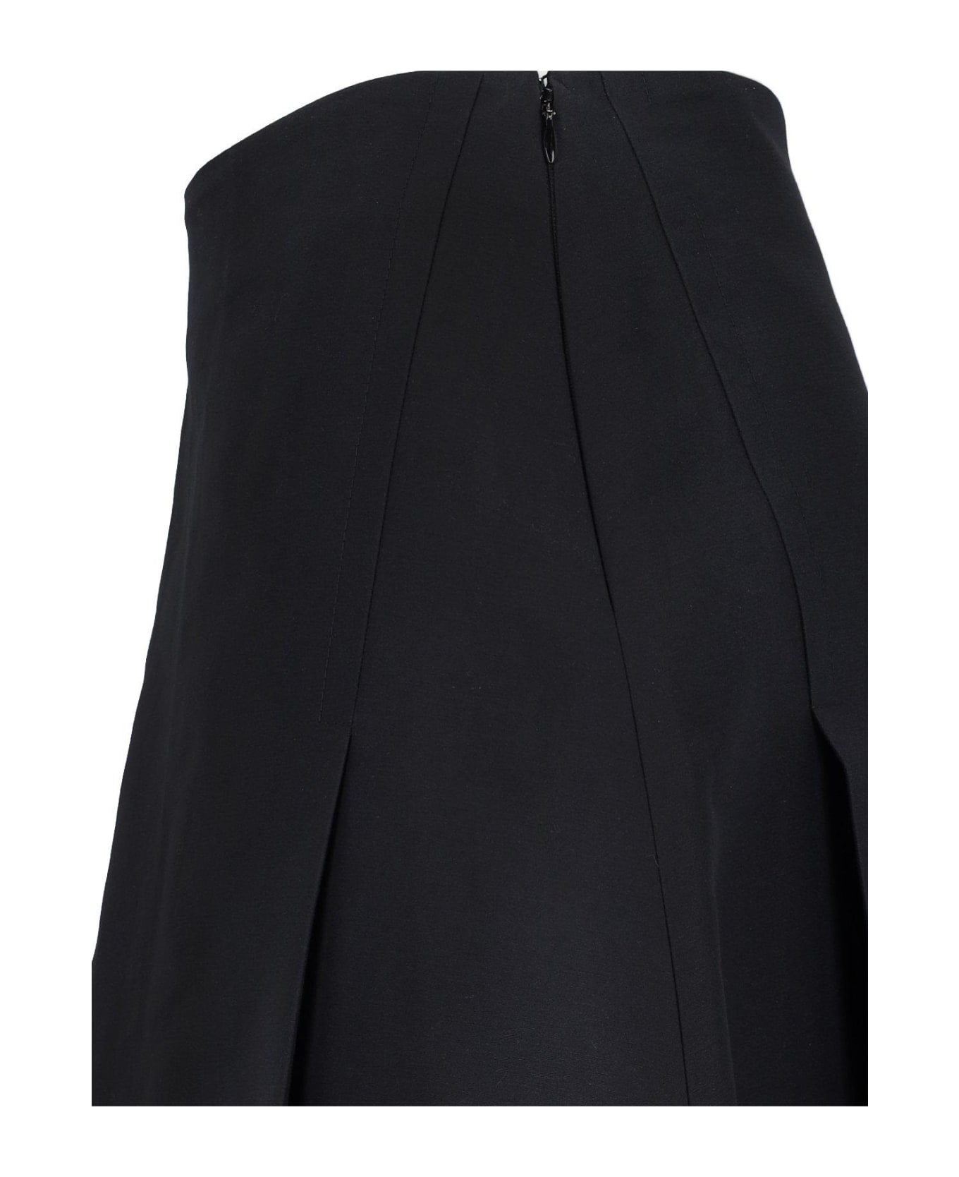 Marni Maxi Pleated Cady Midi Skirt - BLACK