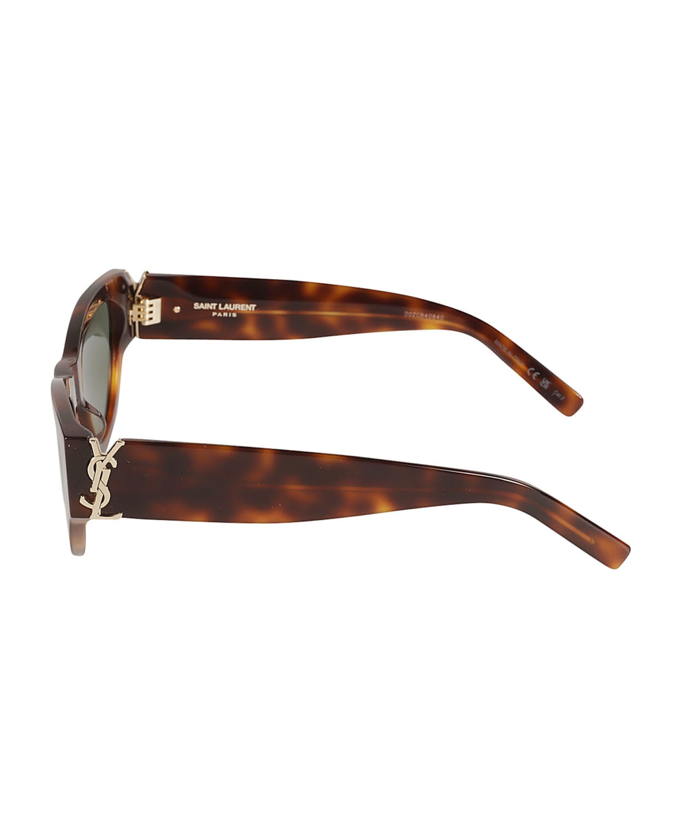 Saint Laurent Eyewear Ysl Hinge Flame Effect Oval Frame Sunglasses - Havana/Green