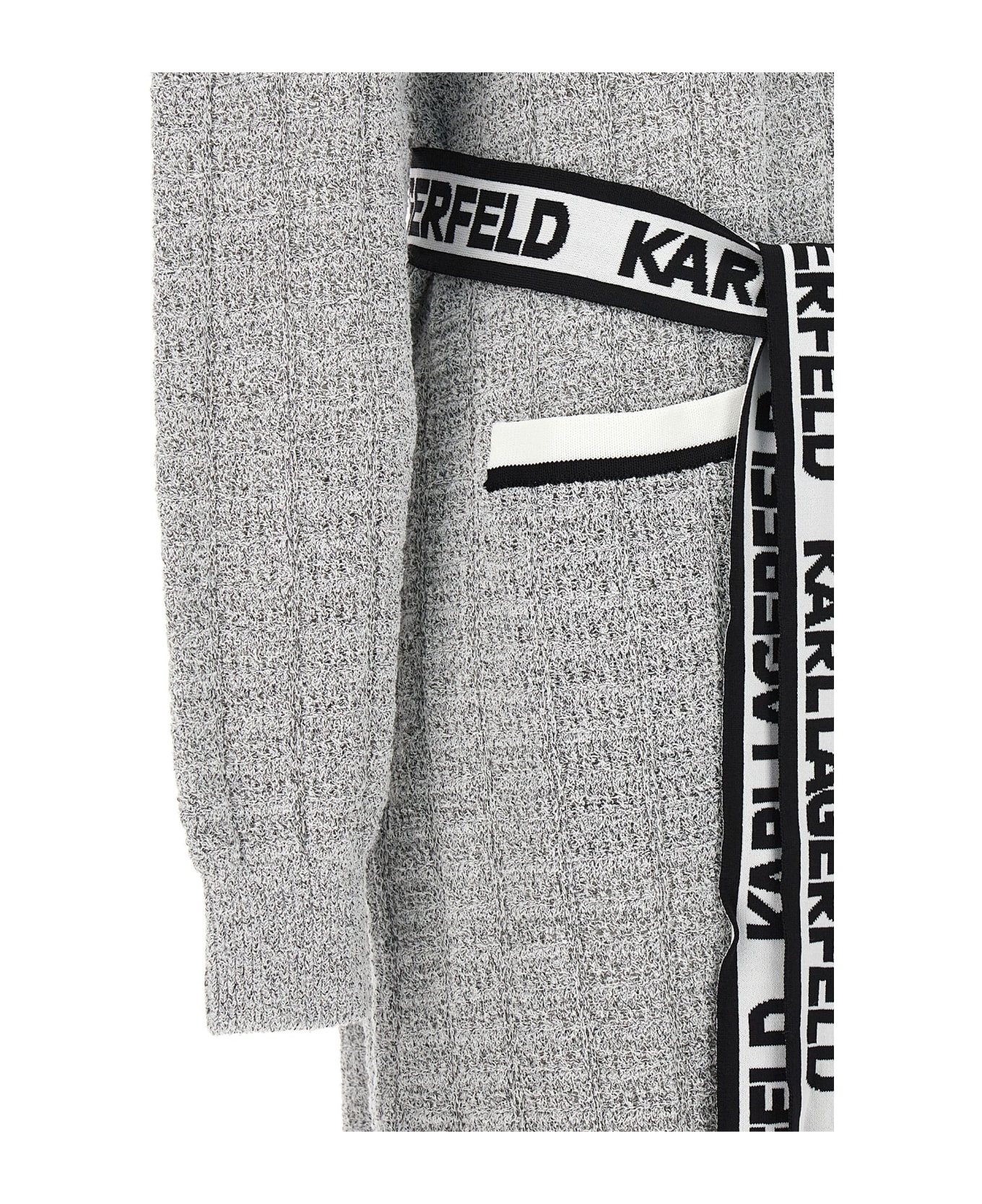 Karl Lagerfeld Logo Tape Cardigan - Gray