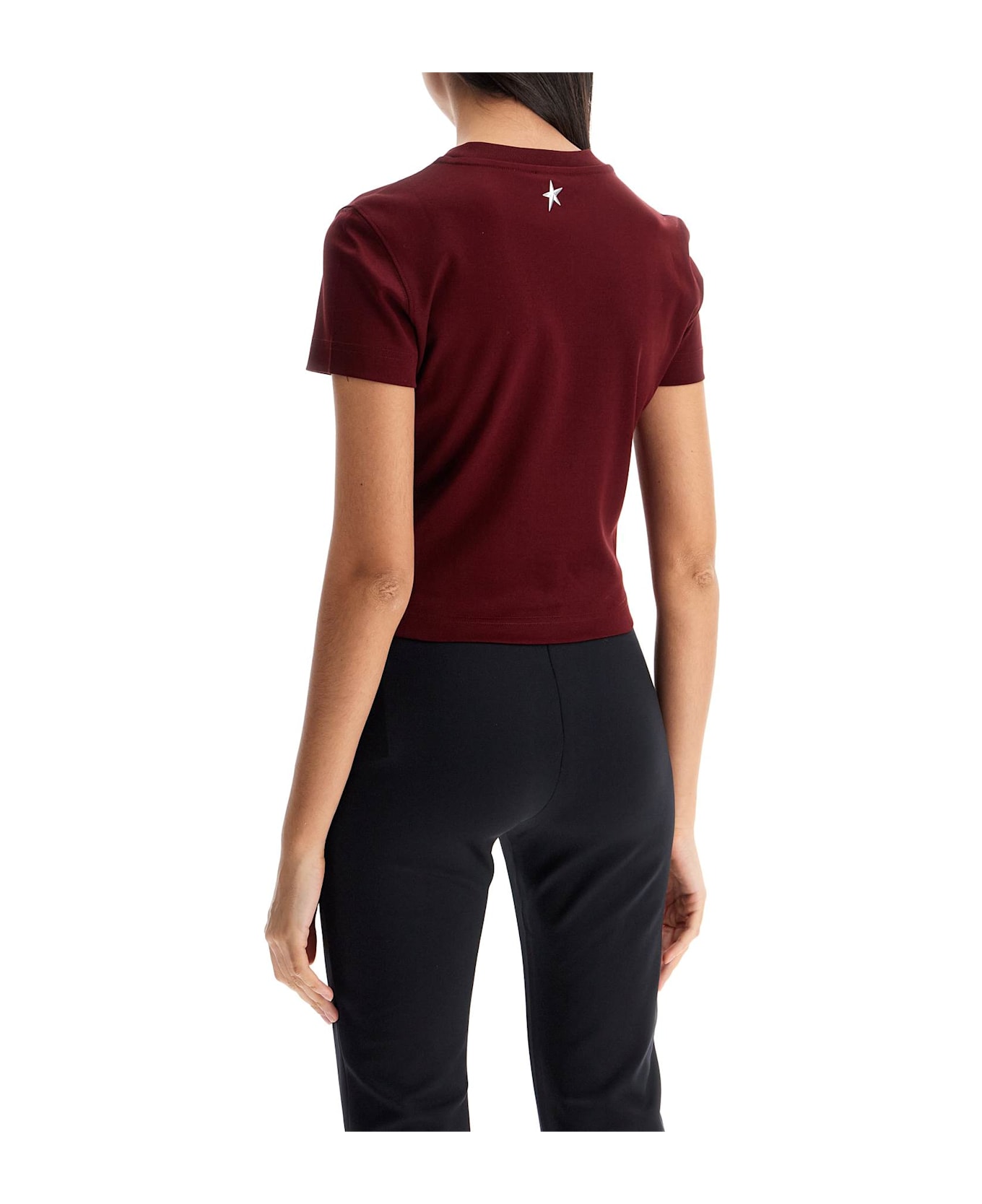 Mugler Cropped T-shirt With Piercing - BLOOD RED (Red)