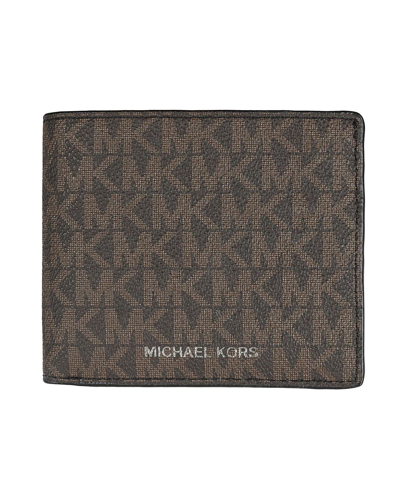 Michael Kors Monogram Bi-fold Wallet - Brn Blk