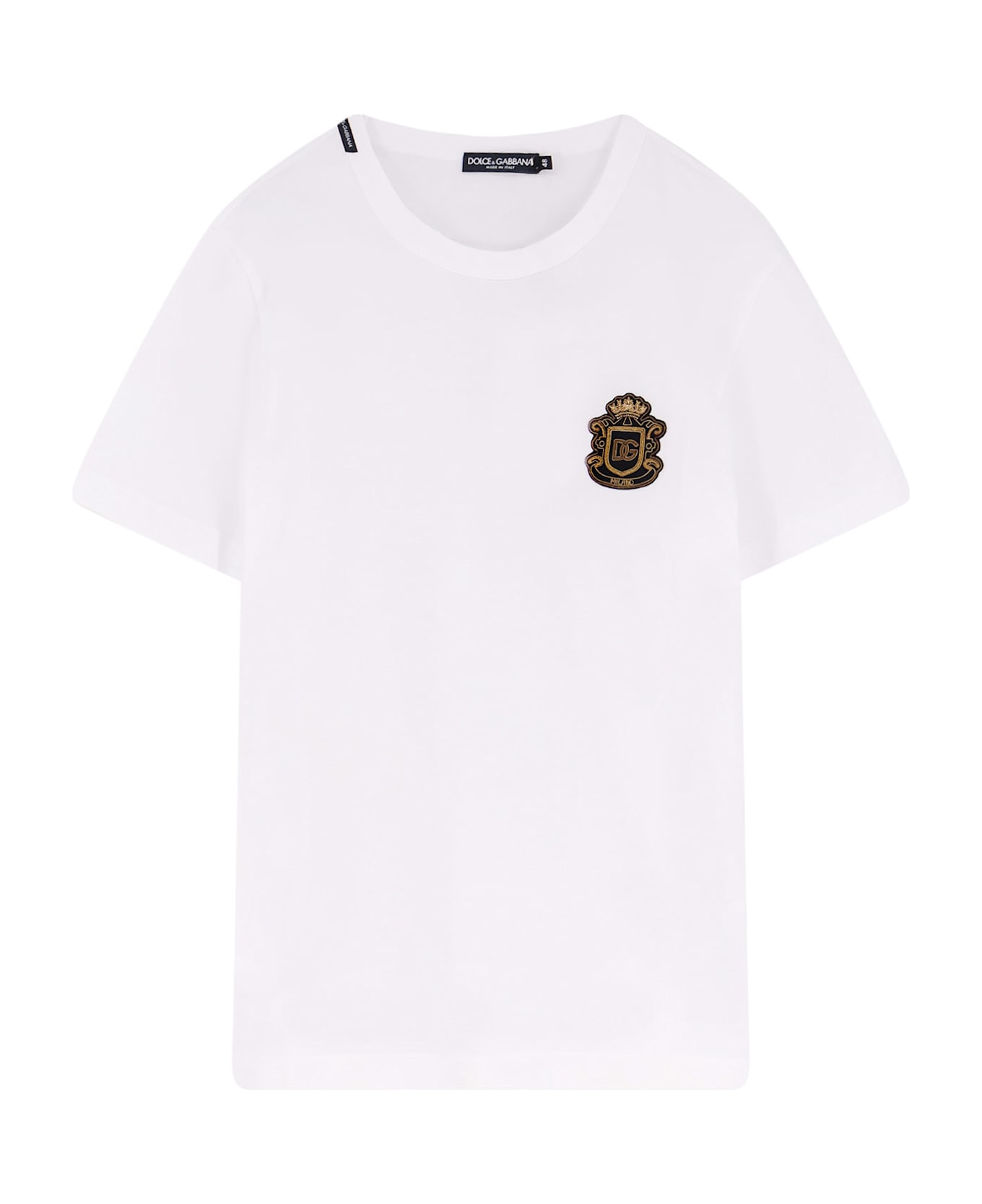 Dolce & Gabbana Cotton T-shirt With Iconic Logo Patch - White