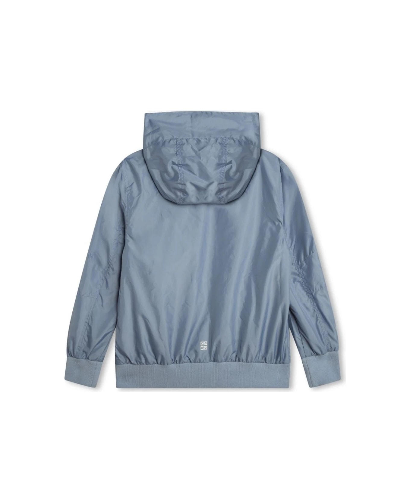 Givenchy Light Blue Givenchy Windbreaker With Zip And Hood - Blue