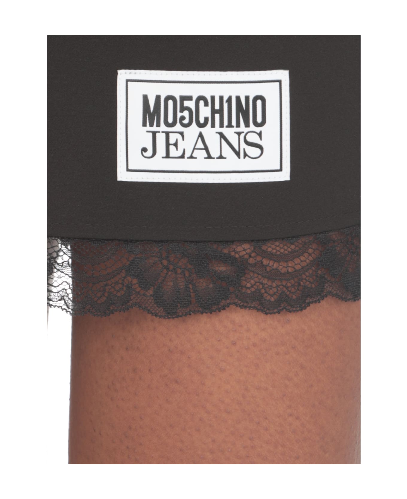 M05CH1N0 Jeans Mini Dress With Braces - Black