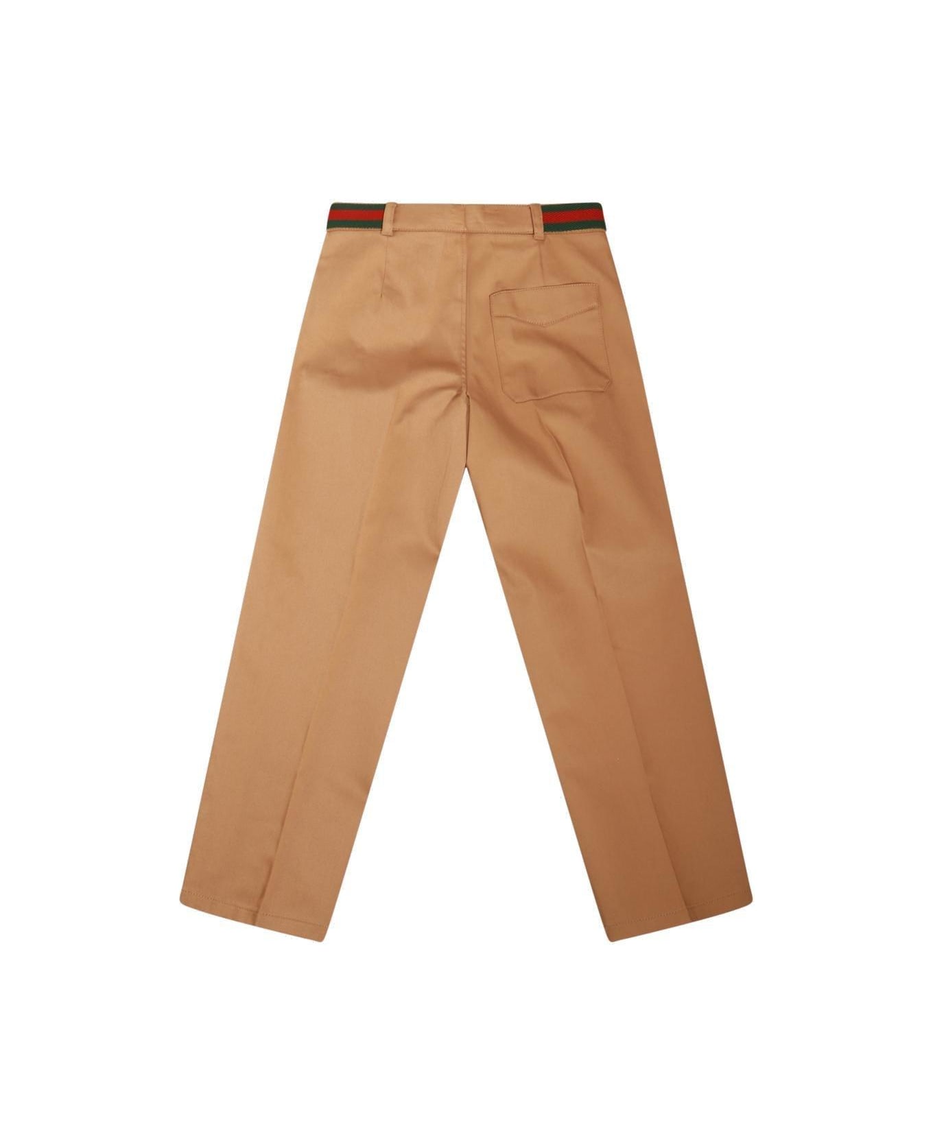 Gucci Button Detailed Straight Leg Pants - Brown