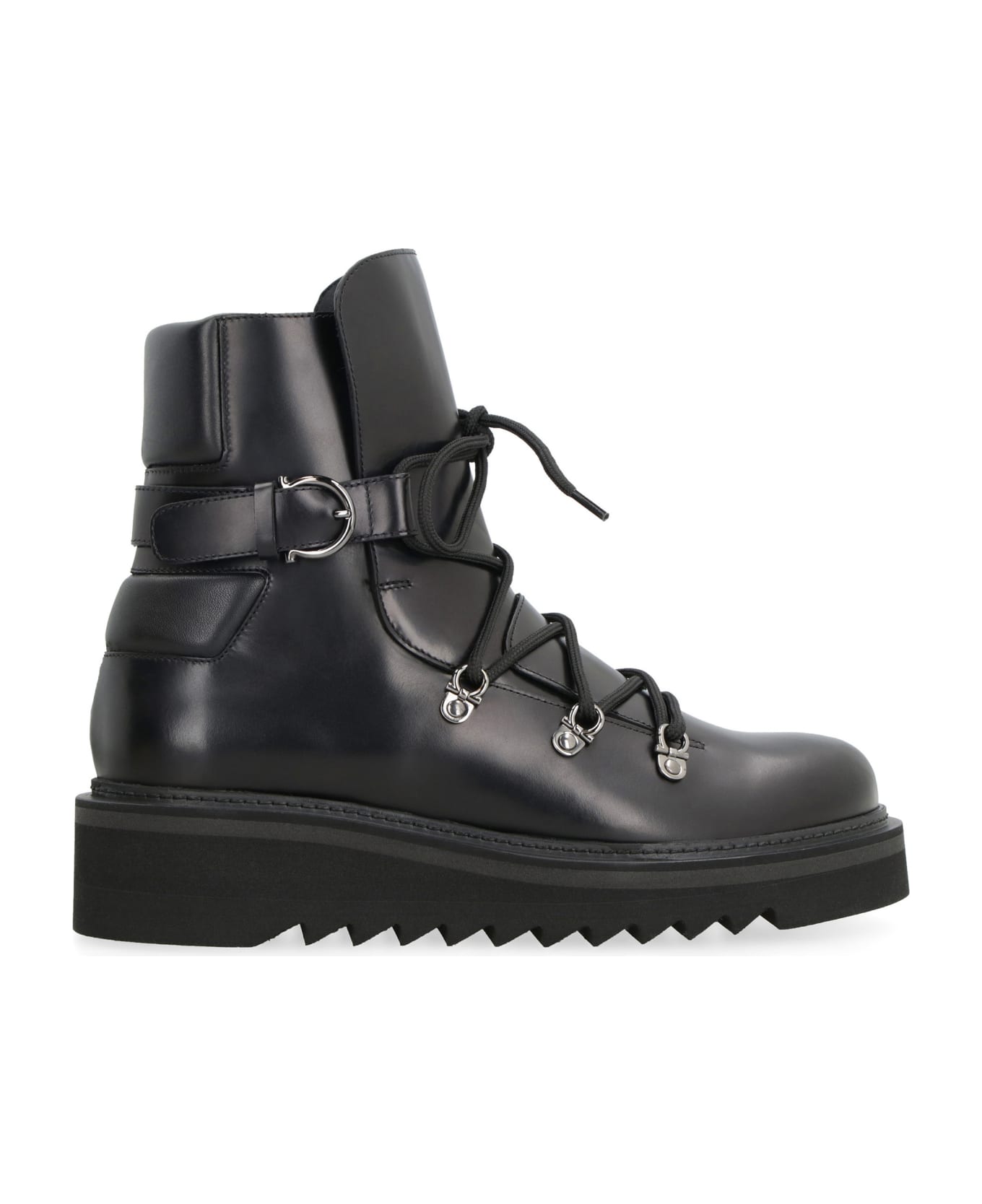 Ferragamo Leather Ankle Boots - black