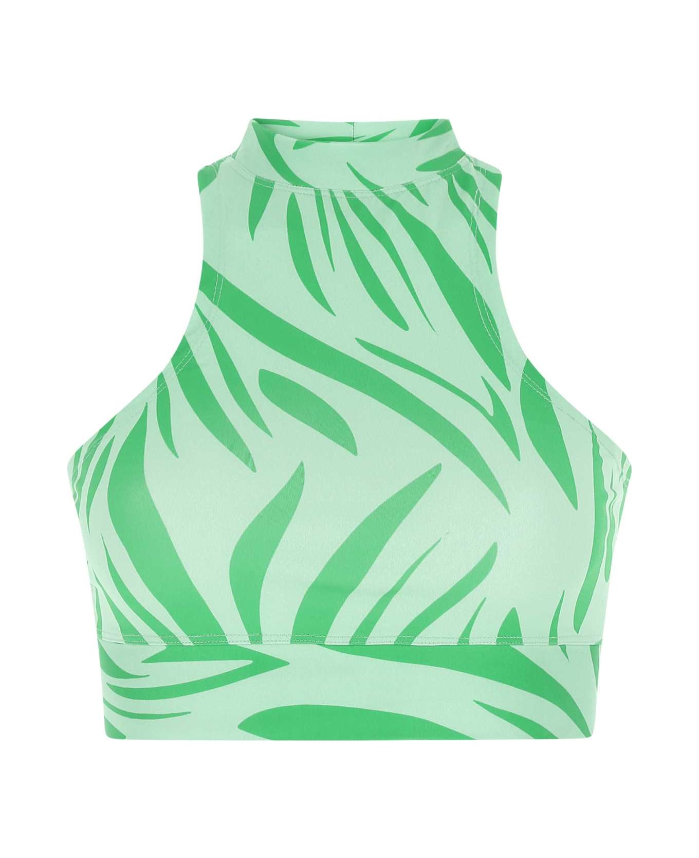Dépendance Printed Stretch Polyester Top - GREEN フリース