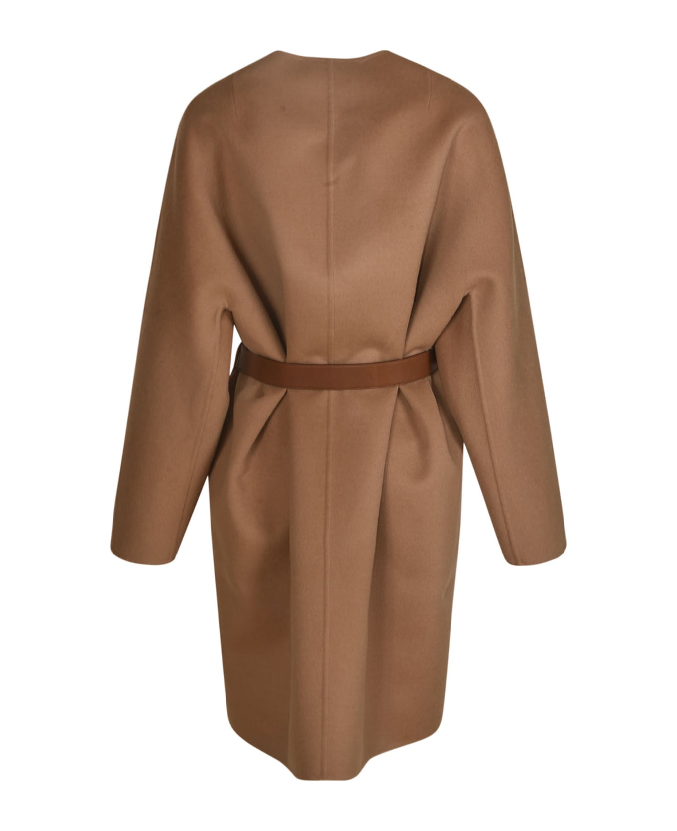 Prada Belted Buttoned Dress - Camel/White