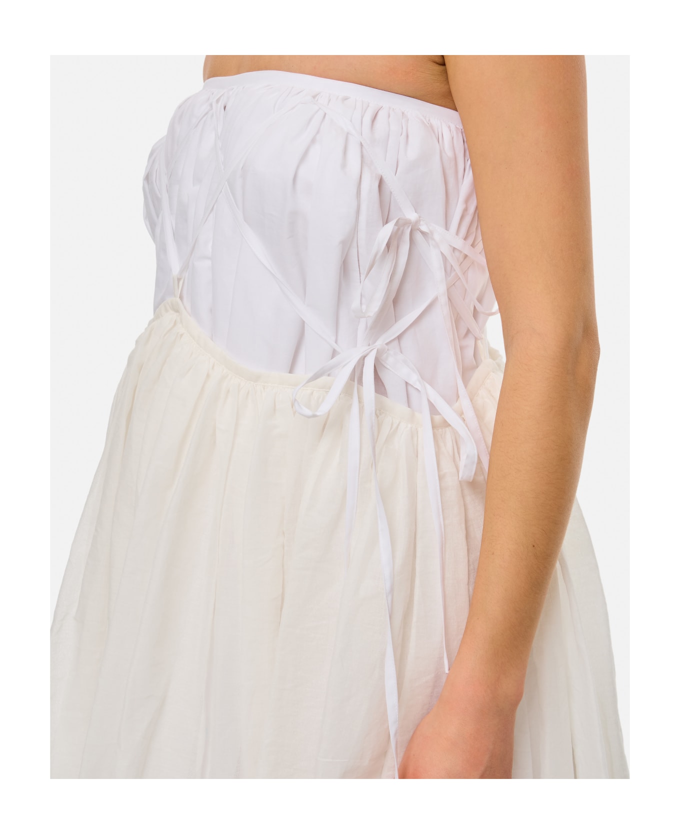 Quira Layered Maxi Cotton Skirt - White
