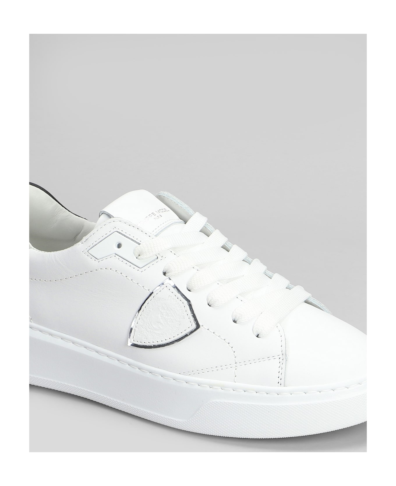 Philippe Model Temple Low Sneakers In White Leather - white