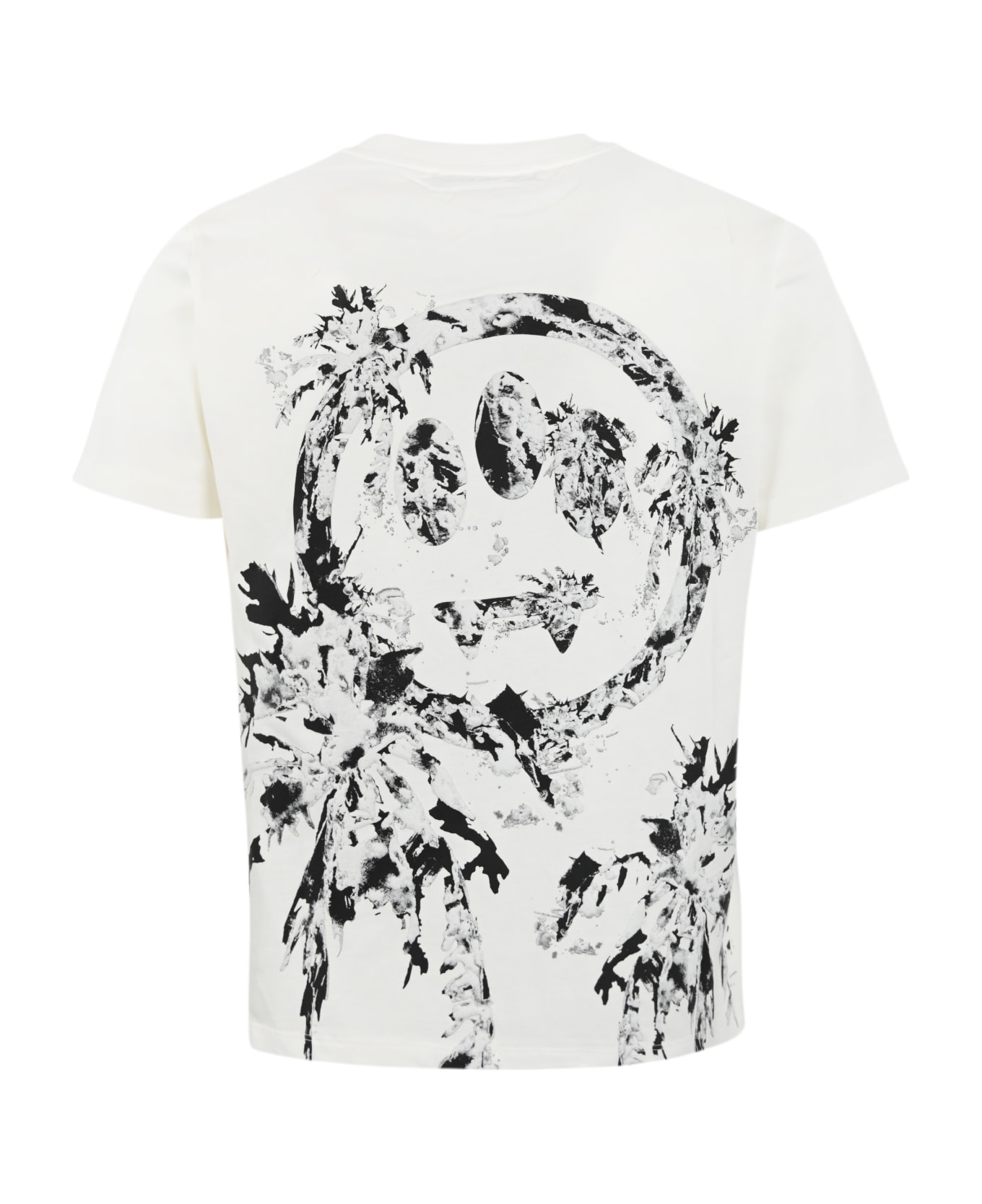 Barrow 3d Palm Print Cotton T-shirt - Bianco