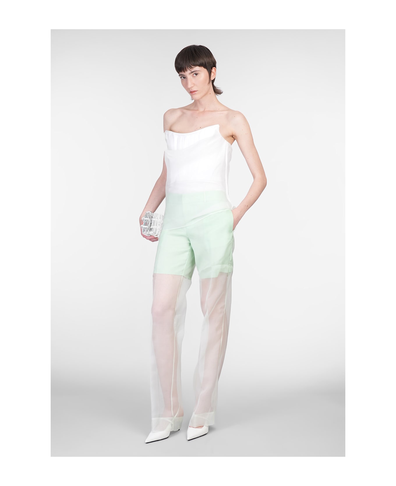 Del Core Topwear In White Silk - white