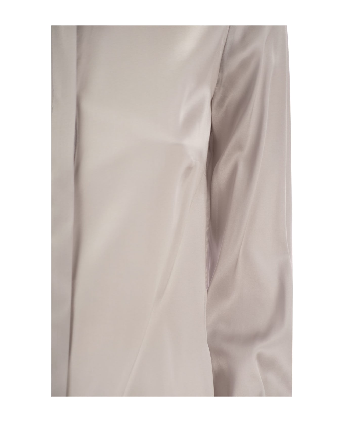 Elisabetta Franchi Straight Silk Satin Shirt - Pearl