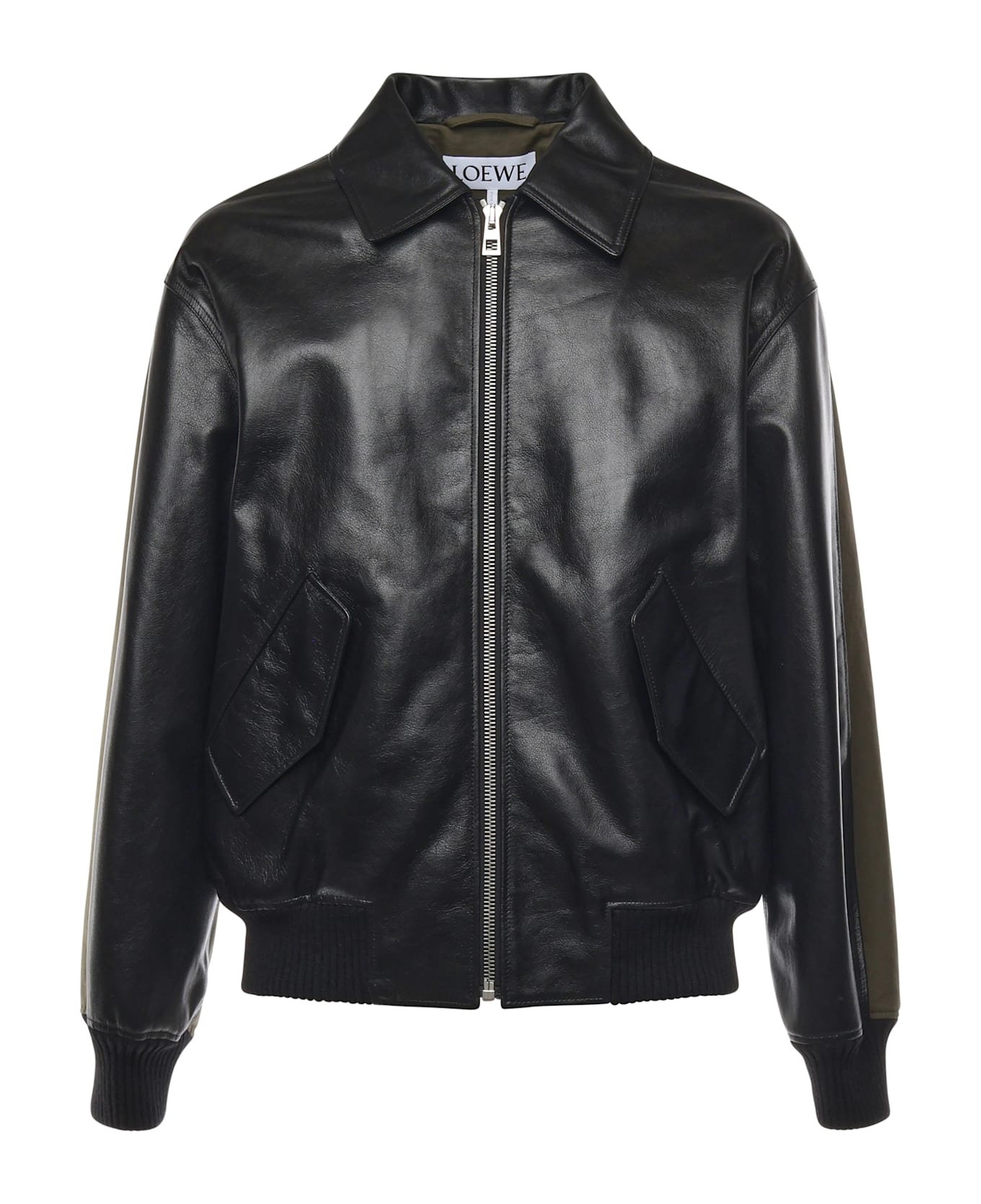 Loewe 
hybrid
 Bomber Jacket - BLACK/KHAKI GREEN