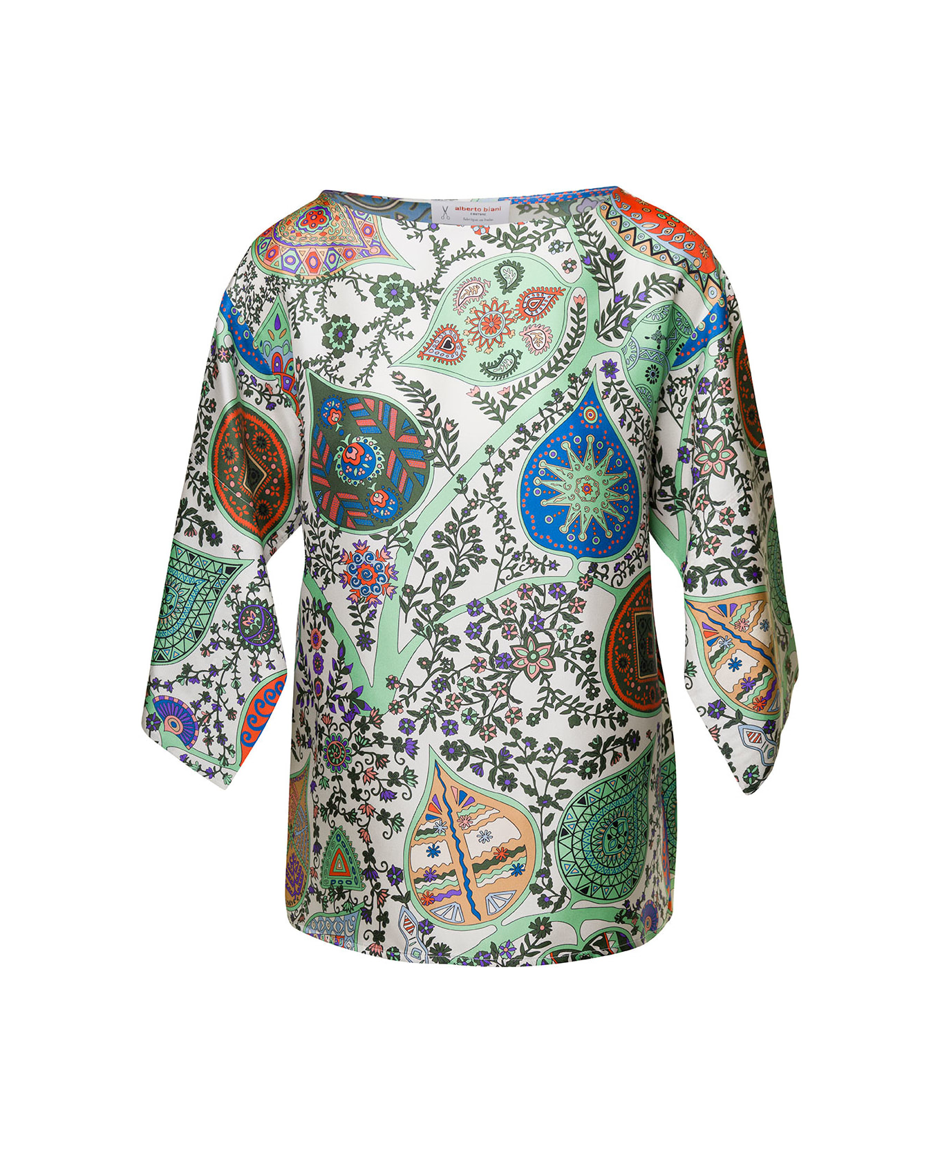 Alberto Biani Multicolor Cape Top With All-over Graphic Print In Silk Woman - Multicolor