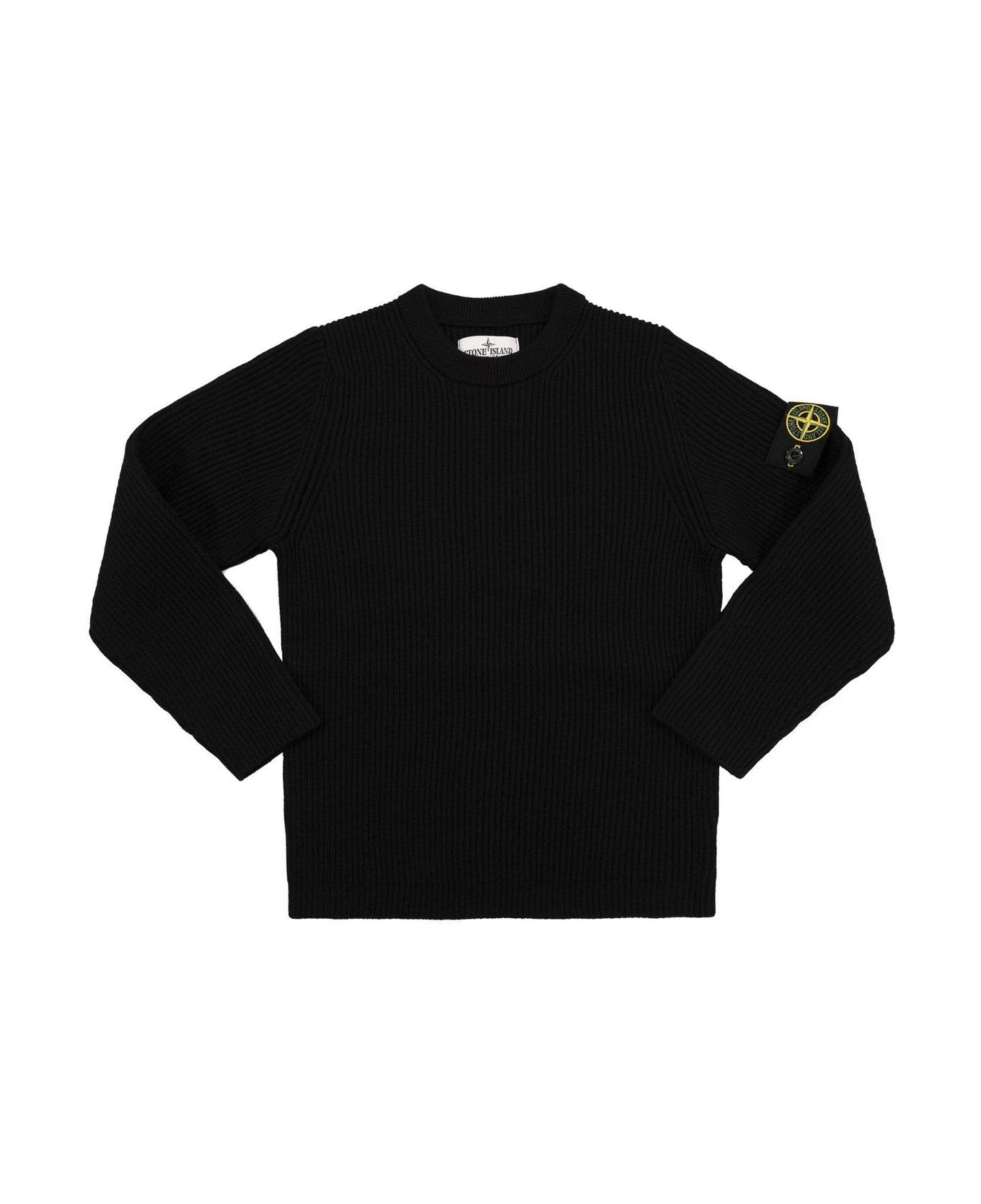 Stone Island Junior Compass-badge Crewneck Jumper - Black