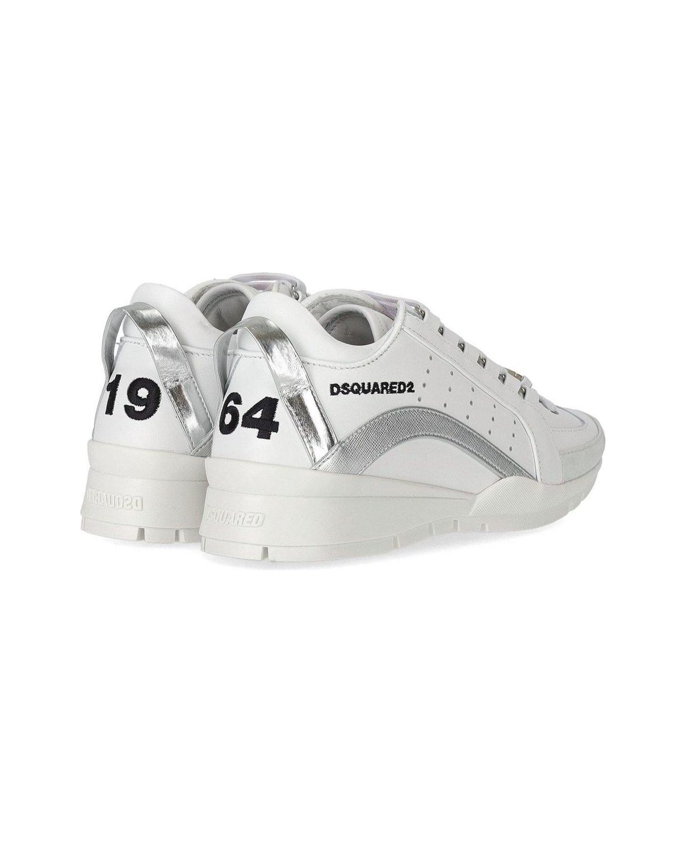 Dsquared2 Logo Embroidered Lace-up Sneakers - Bianco スニーカー