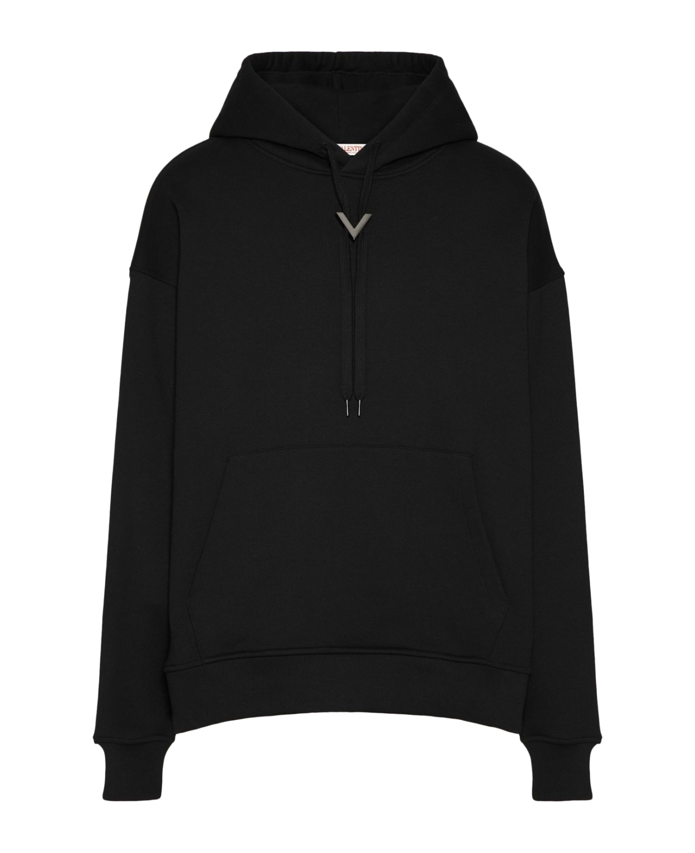 Valentino Garavani Jersey Felpa V Detail Cotton Sweatshirt - No Black