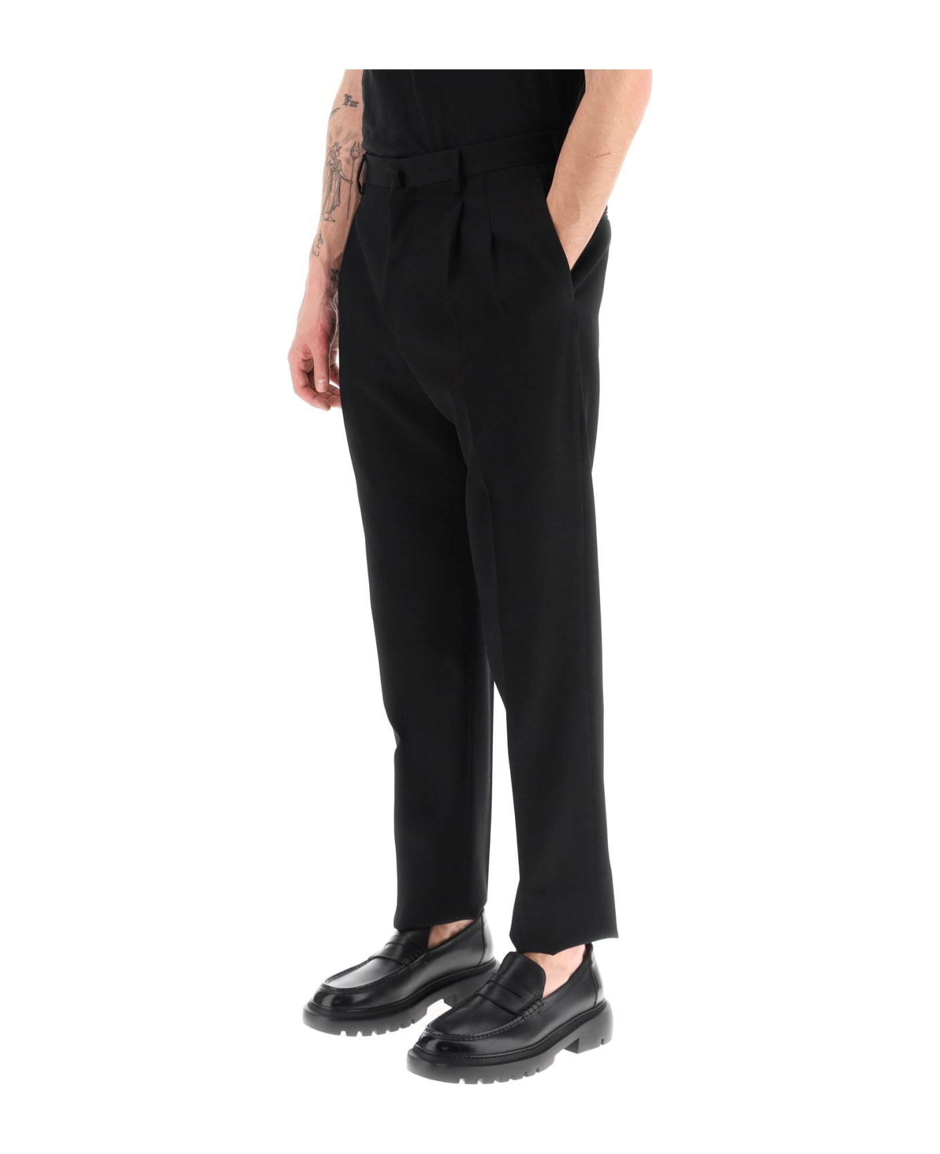 Lanvin Wool Cigarette Trousers - BLACK (Black)