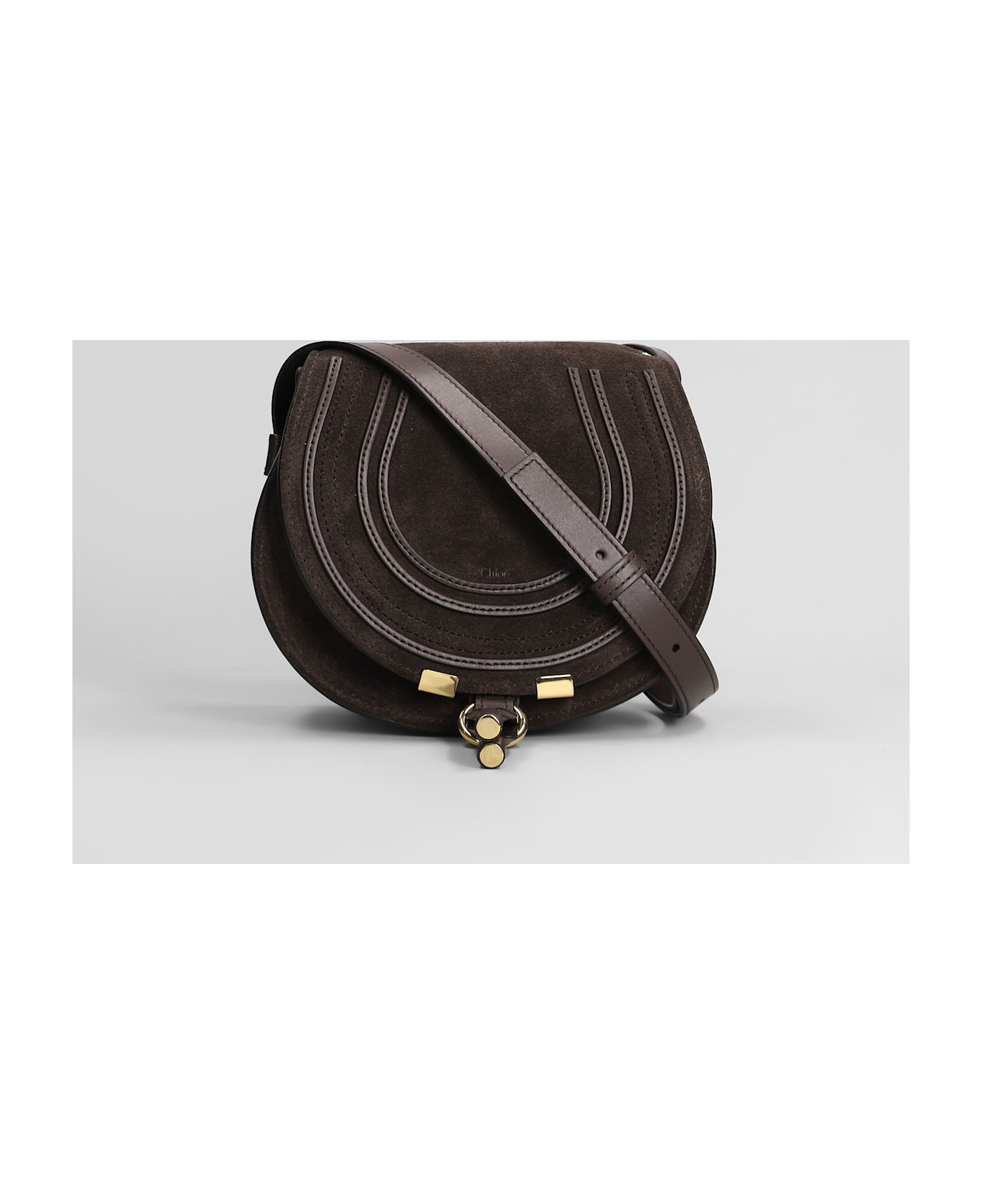 Chloé Mercie Shoulder Bag In Brown Suede - brown