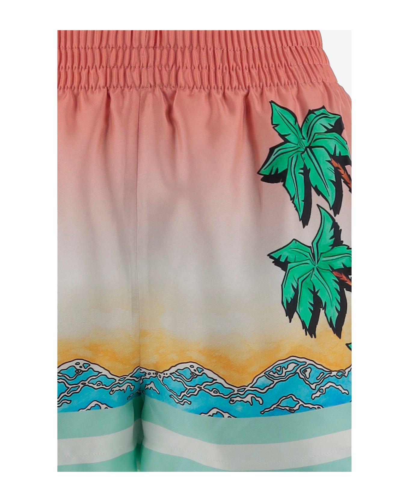 Casablanca Short Pants With Silk Graphic Print - Red