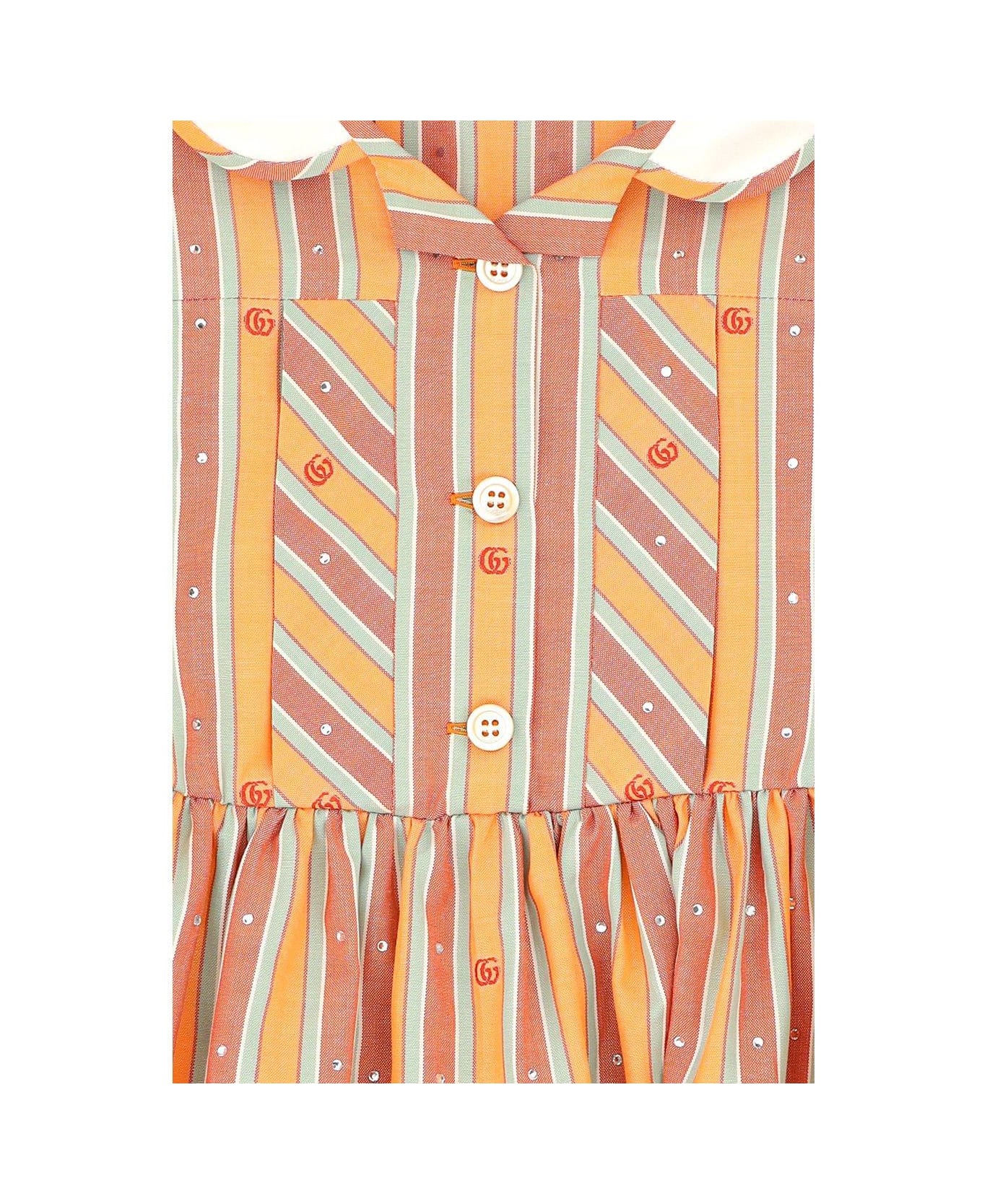 Gucci Logo-Borten Striped Oxford Dress