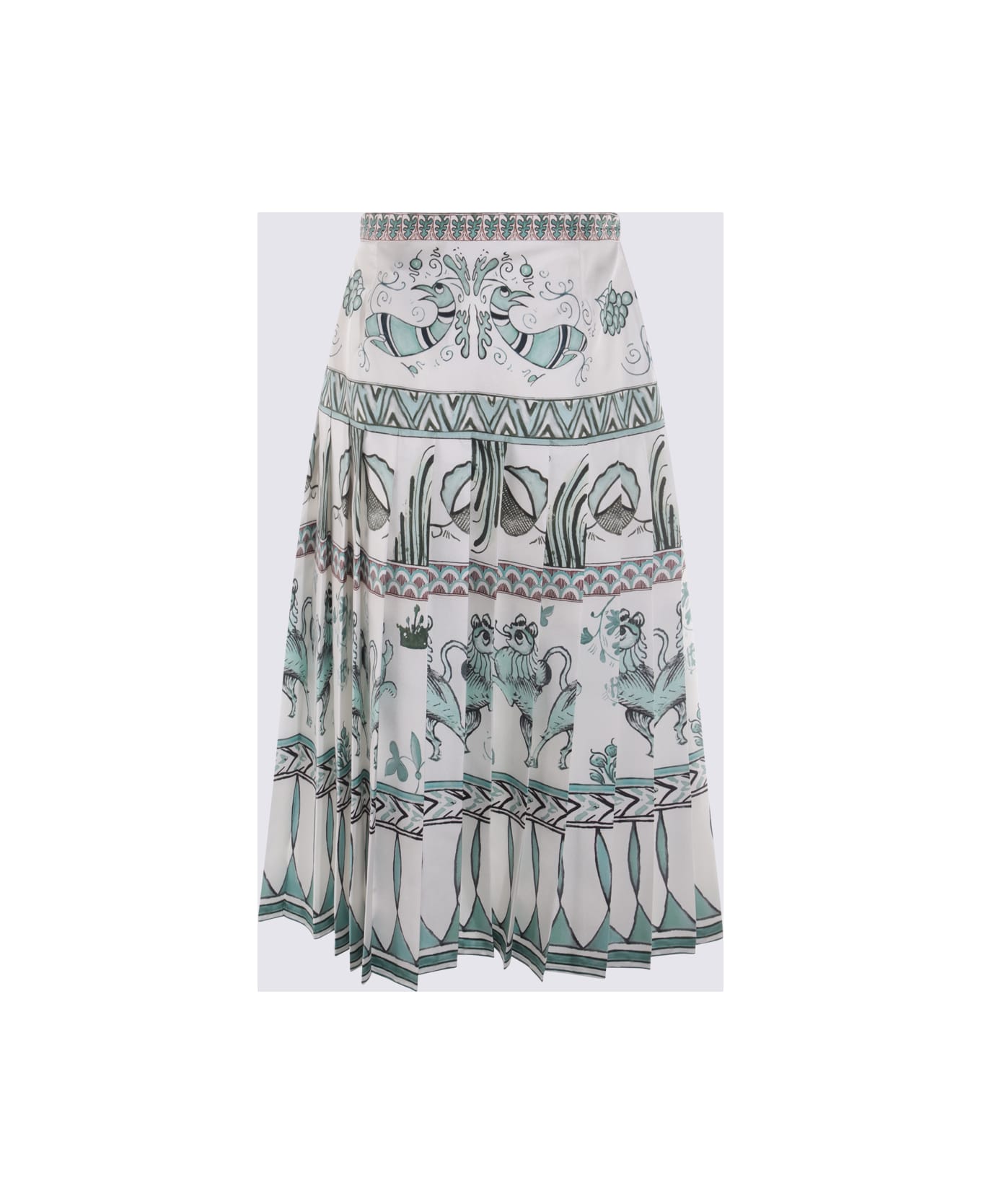 Fabiana Filippi White Silk Skirt - BIANCO/OTTANIO/VERDE