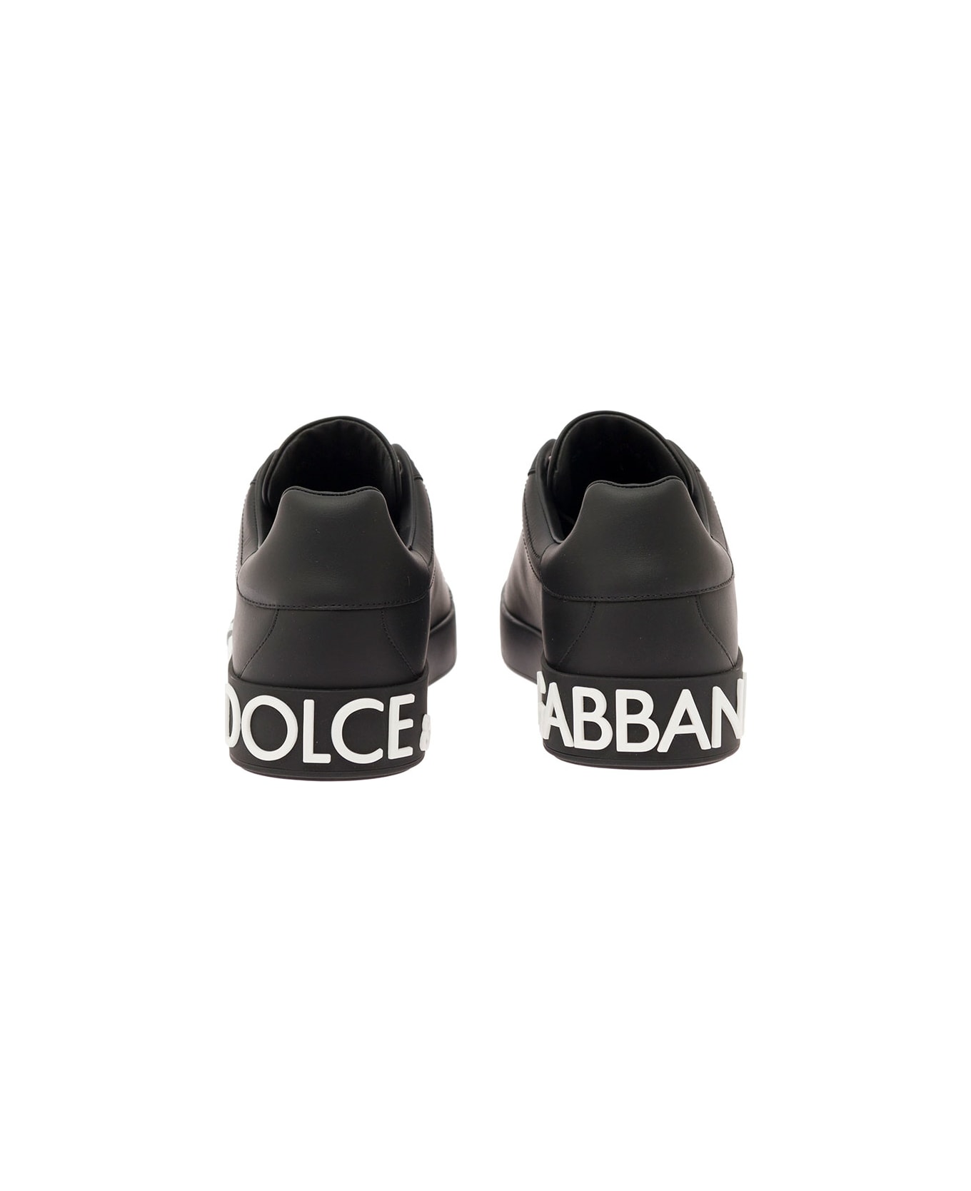 Dolce & Gabbana Portofino White And Black Leather Sneakers Dolce & Gabbana Man - Black スニーカー