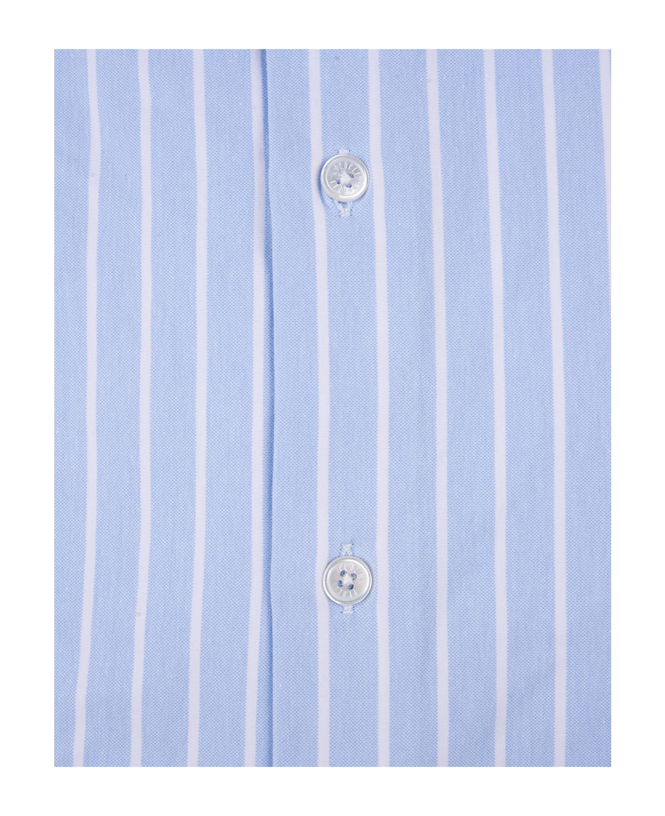 Fedeli Striped Light Blue Strech Shirt - Blue