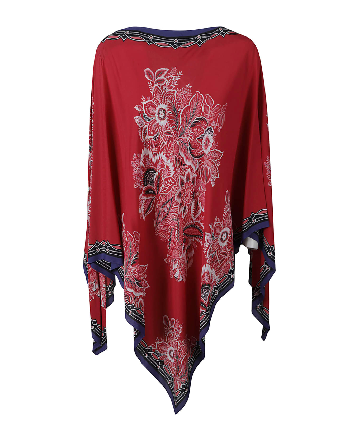 Etro Floral Printed Asymmetric Dress - Red/Multicolor