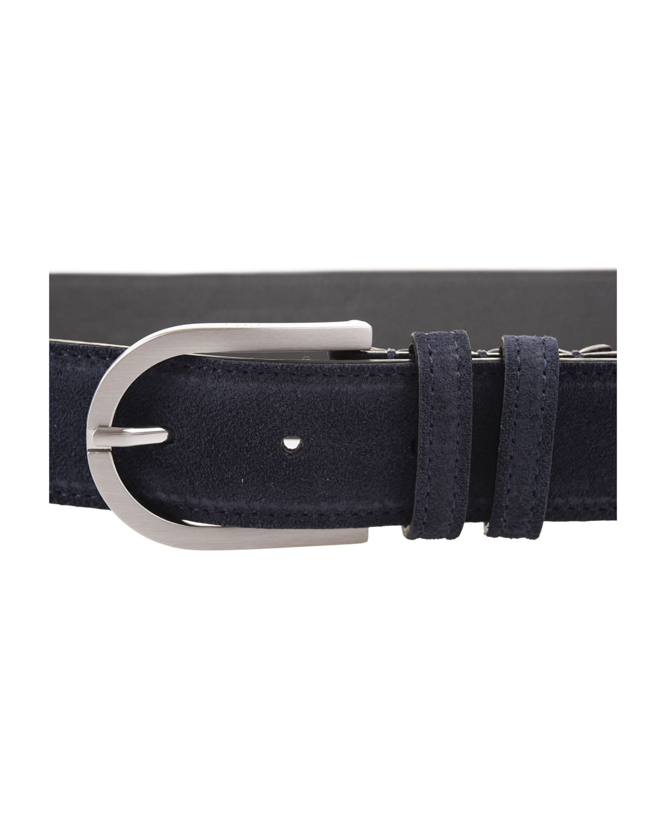 Kiton Blue Suede Belt With Silver Buckle - Blue ベルト