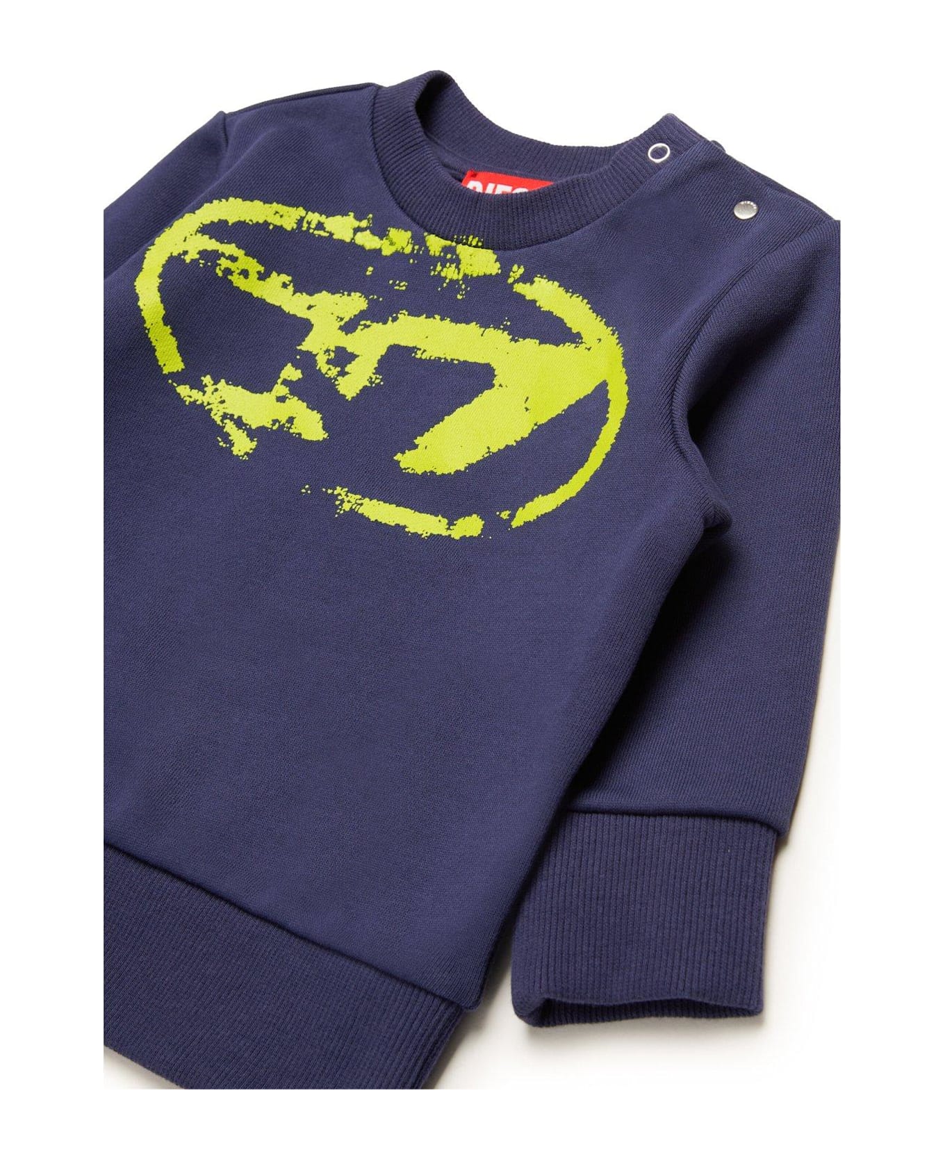 Diesel Oval-d Logo Used-effect Sweatshirt - Blue