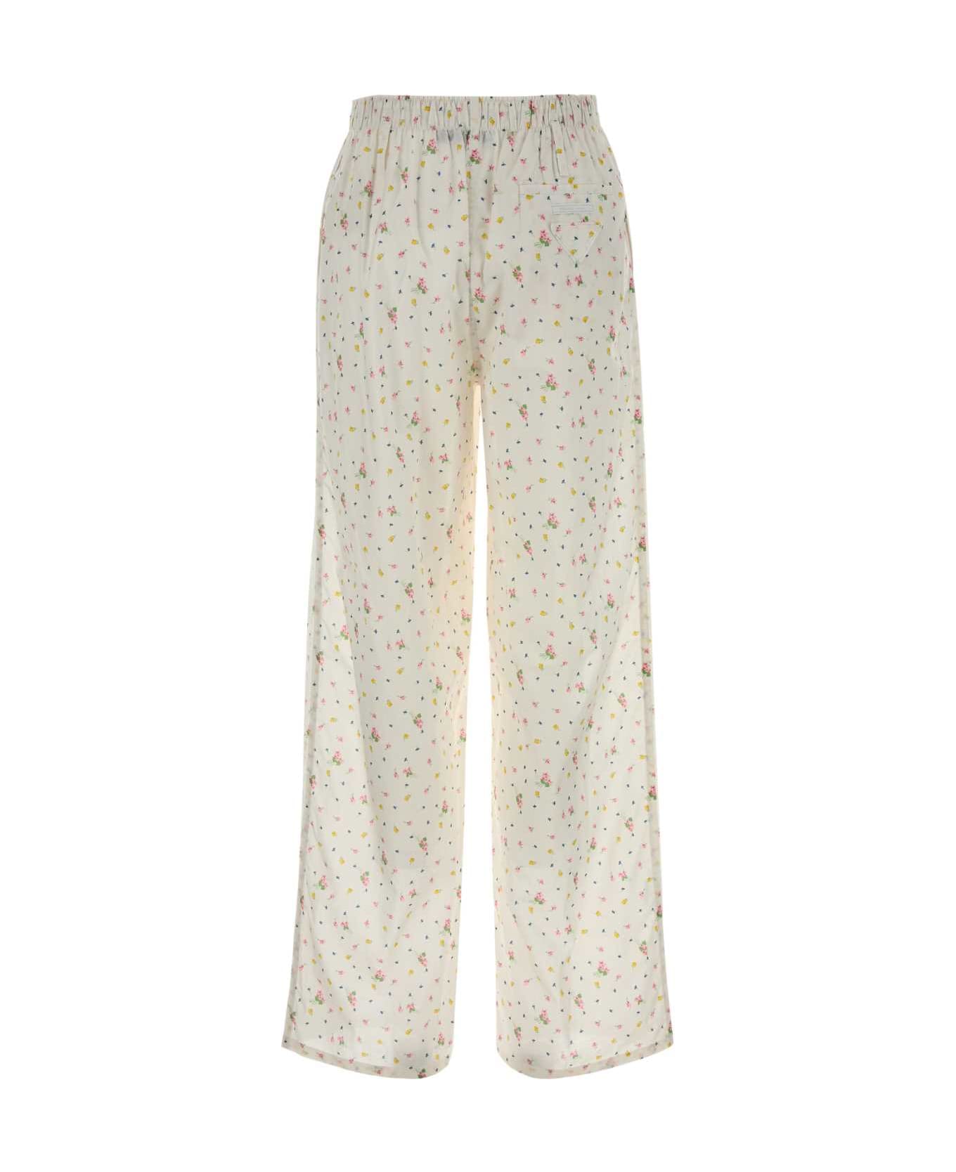 Prada Printed Cotton Pant - BIANCO