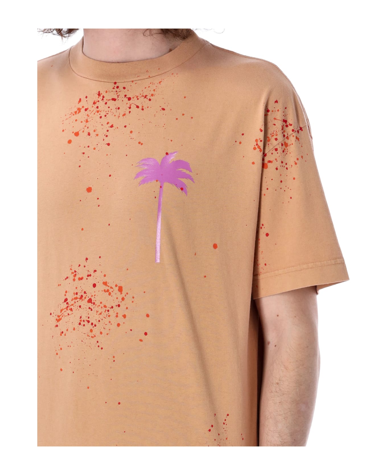 Palm Angels Cotton Crew-neck T-shirt - Camel