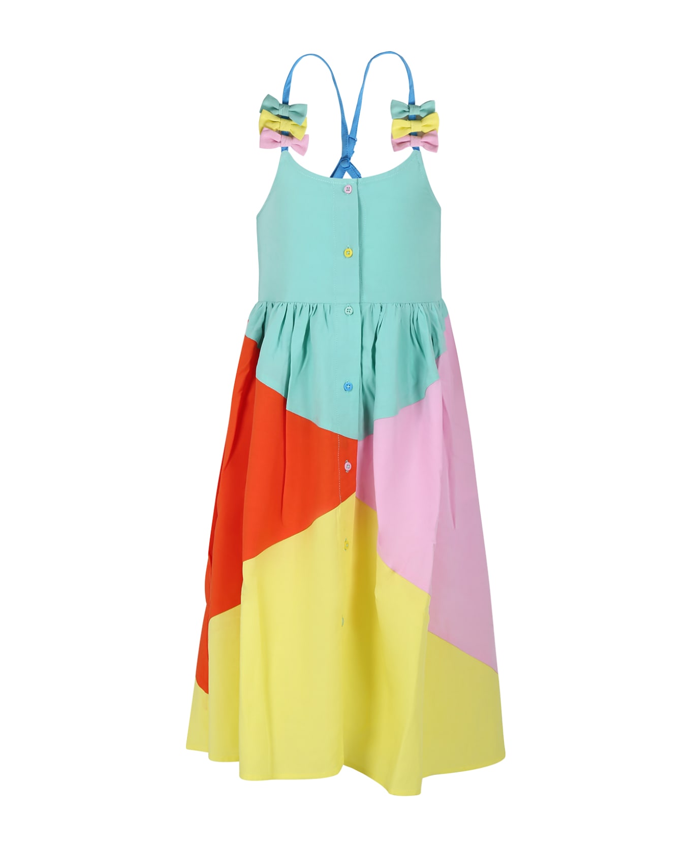Stella McCartney Kids Multicolor Dress For Girl With Bows - Multicolor ワンピース＆ドレス