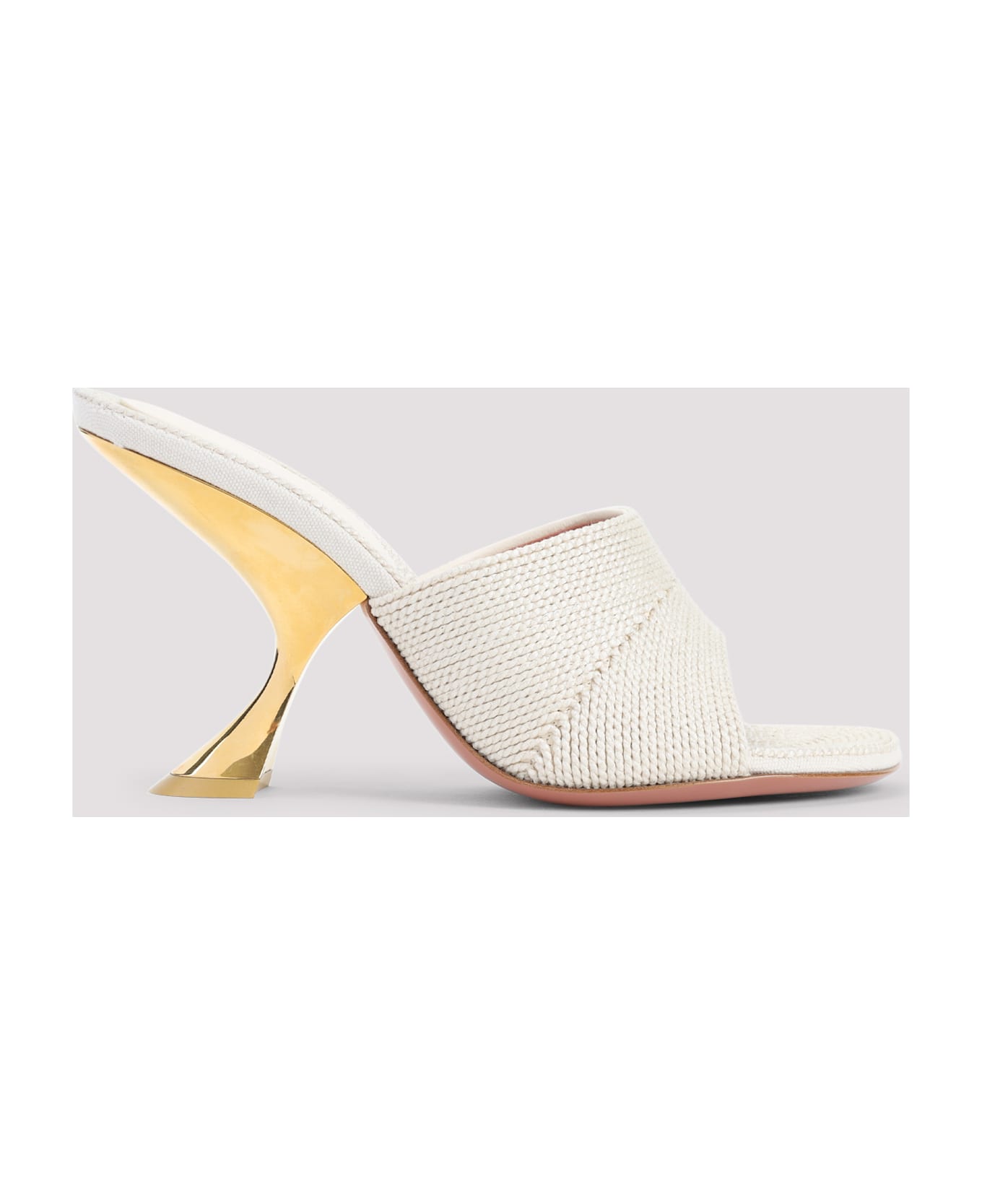 Amina Muaddi Taylor Woven 90 Slipper Sandals - Beige Gold