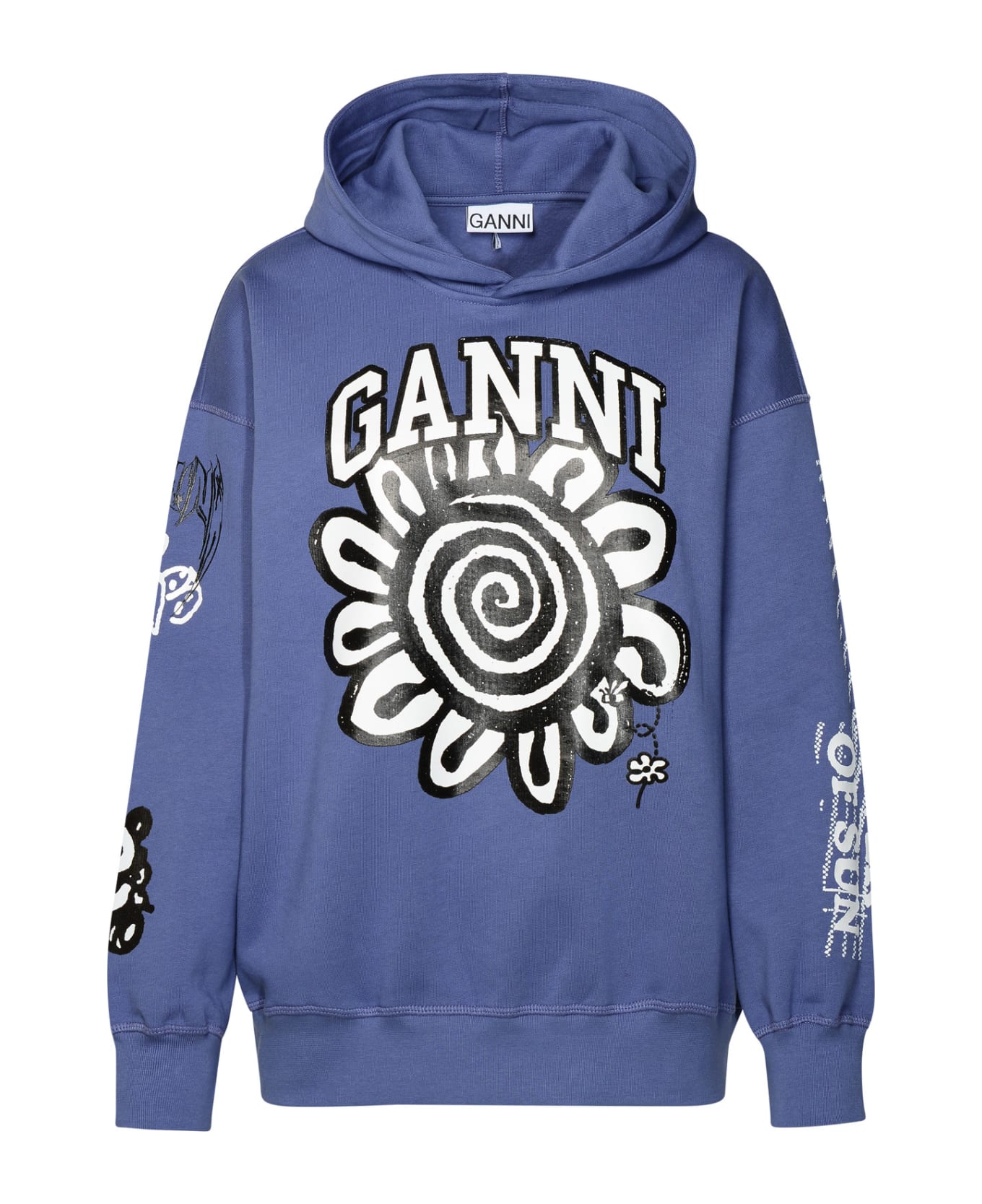 Ganni 'isoli Flower' Blue Cotton Sweatshirt - Grey