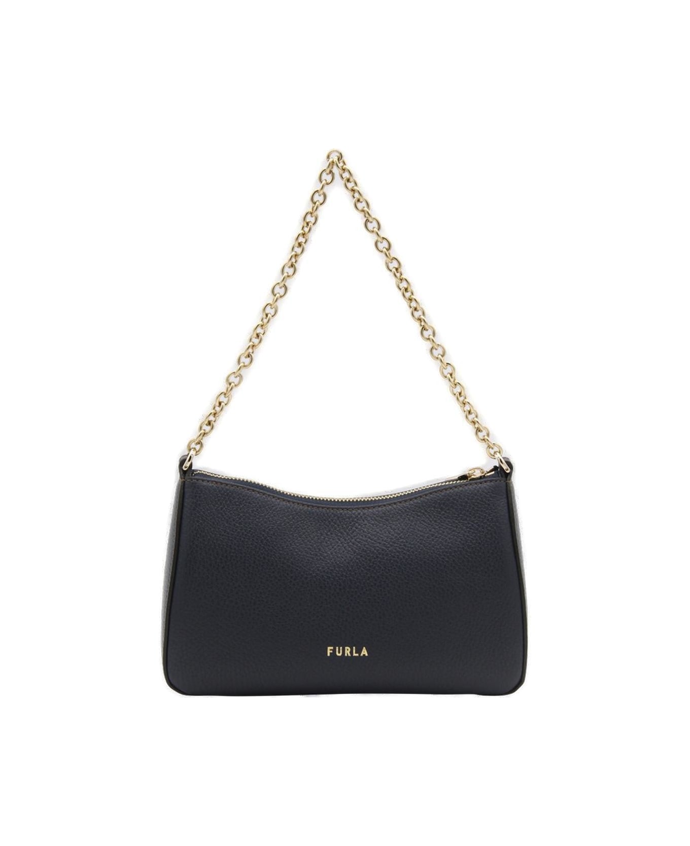 Furla Primula Logo Plaque Chain-linked Shoulder Bag - BLUE/GREY