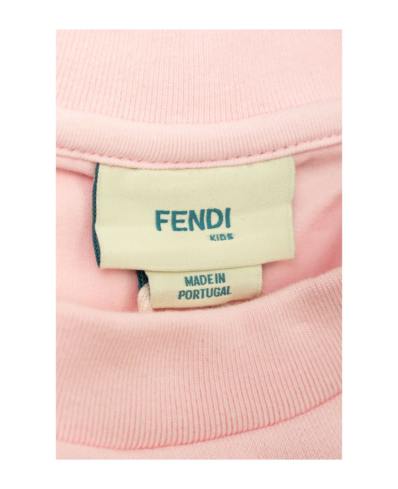 Fendi Logo Detailed Long Sleeved Dress - Rosa