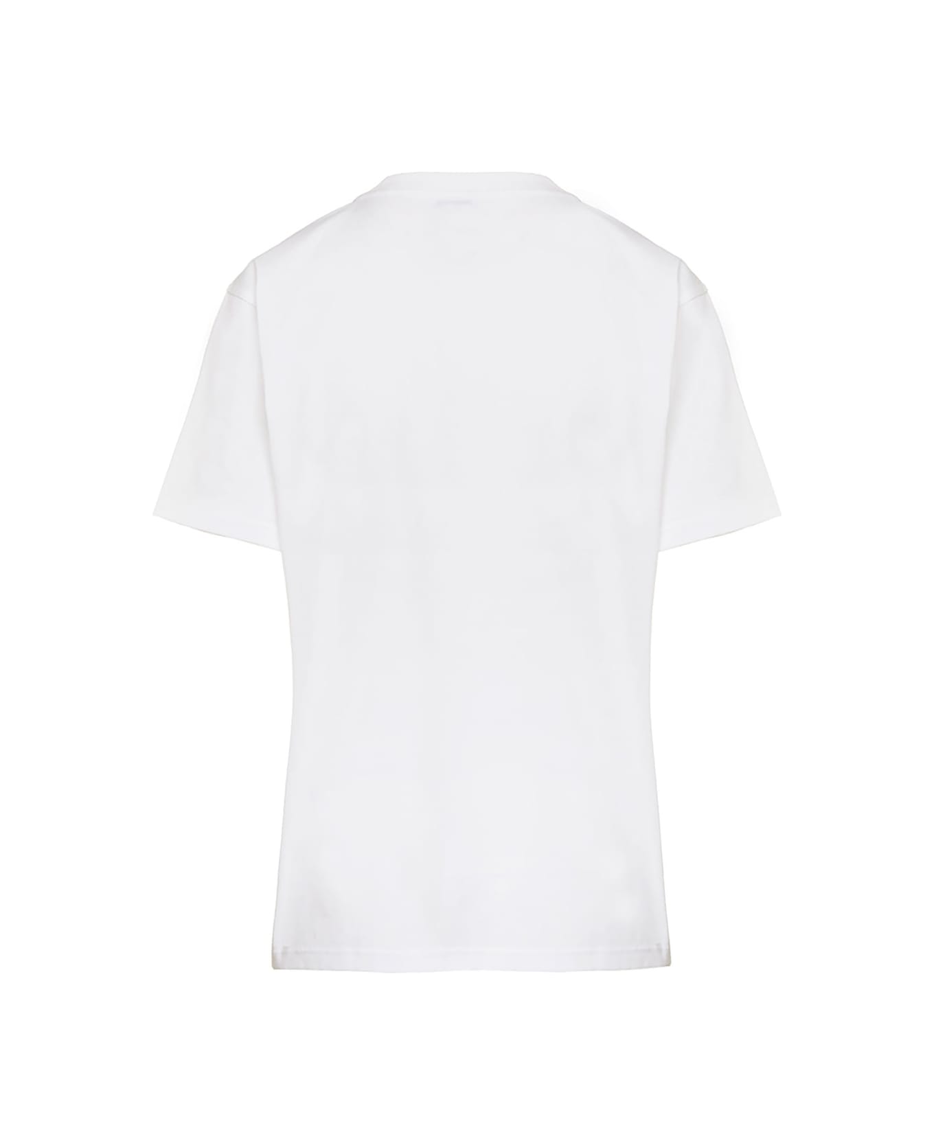 Burberry White Crewneck Logo T-shirt In Cotton Woman Burberry - White